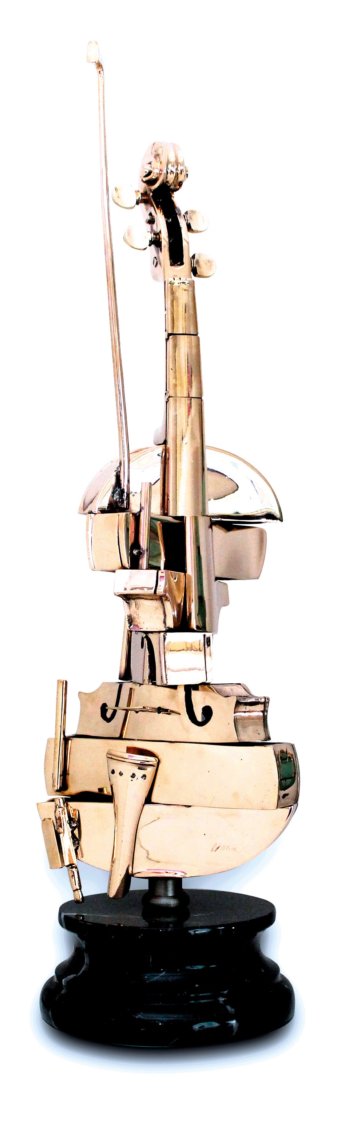 Fernandez Arman Figurative Sculpture - Arman - Violon Spiralé - Gilded Violin