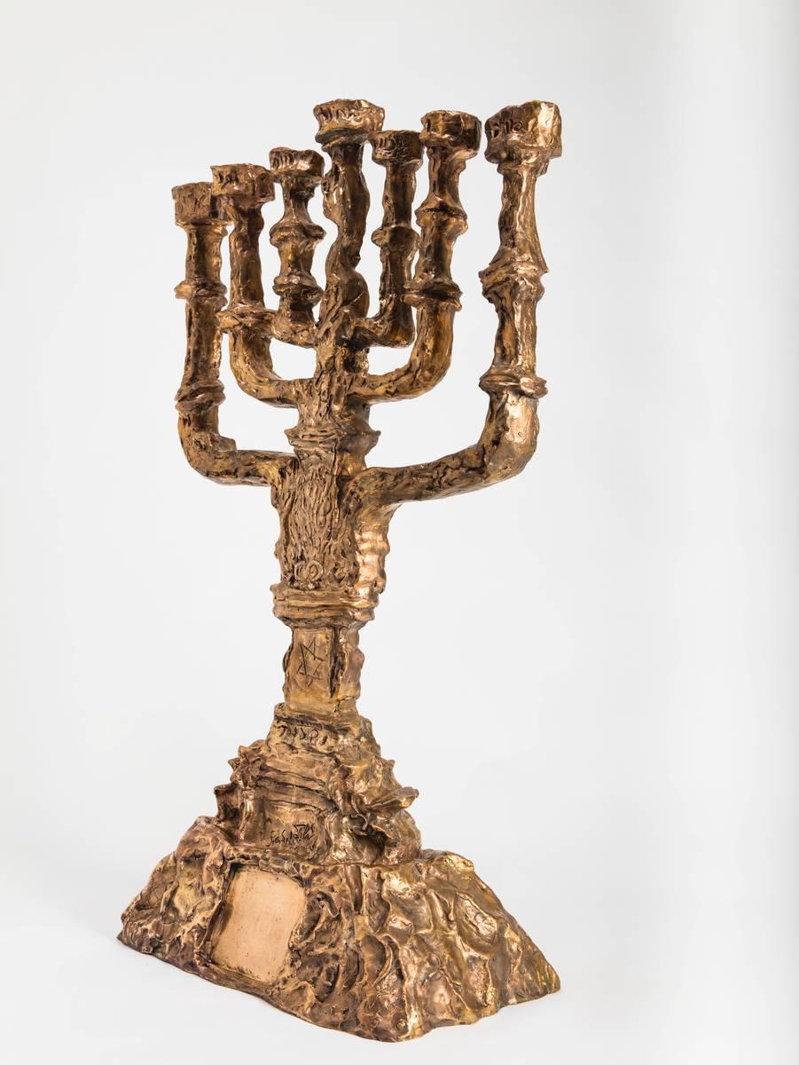 A Refined Judaica Menorah sculpture of Salvador Dali, Sculpture in Bronze, signed.

Signed and Numbered.
Edition of 8.
Dimensions: 135 x 86 x 35 cm
It is a monumental Menorah with a place for a plaque. It is a very rare artwork. One of the