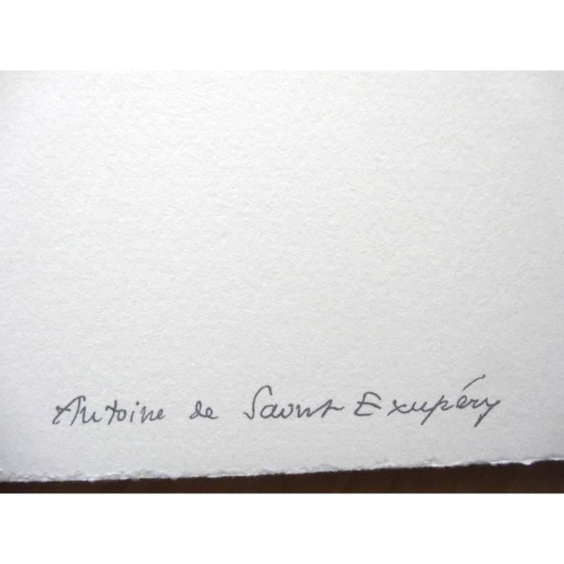 Antoine de saint Exupery - On The Road for Another Planet - Original Litograph 3