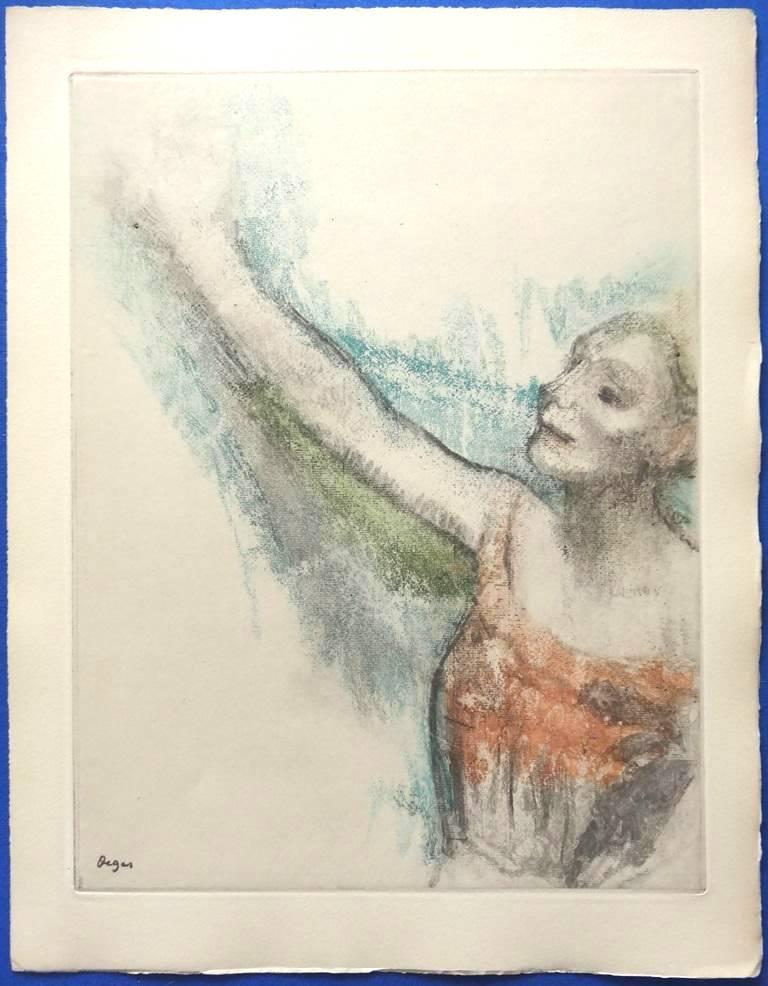 Rare portfolio with a great text by Paul Valery with 26 exquisite etchings after the best drawings of ballerinas by Degas. The etchings were engraved, printed and colored with such a care that they look like the charcoal drawings.

Artist: (After)