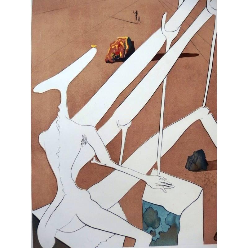 Salvador Dali - Dali Martian - Original handsignierte Radierung (Beige), Figurative Print, von Salvador Dalí