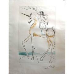 Salvador Dali -  Unicorn and Gangaride - Original Handsigned etching