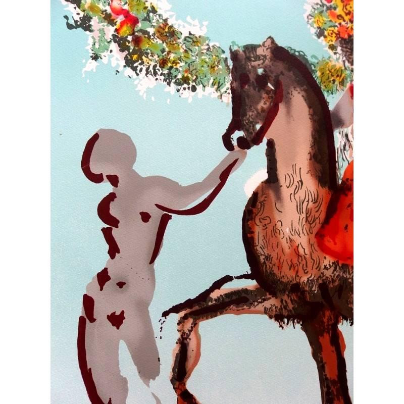 Salvador Dali -  Jerusalem-The Mystical Wedding- Original Handsigned Lithograph - Gray Figurative Print by Salvador Dalí