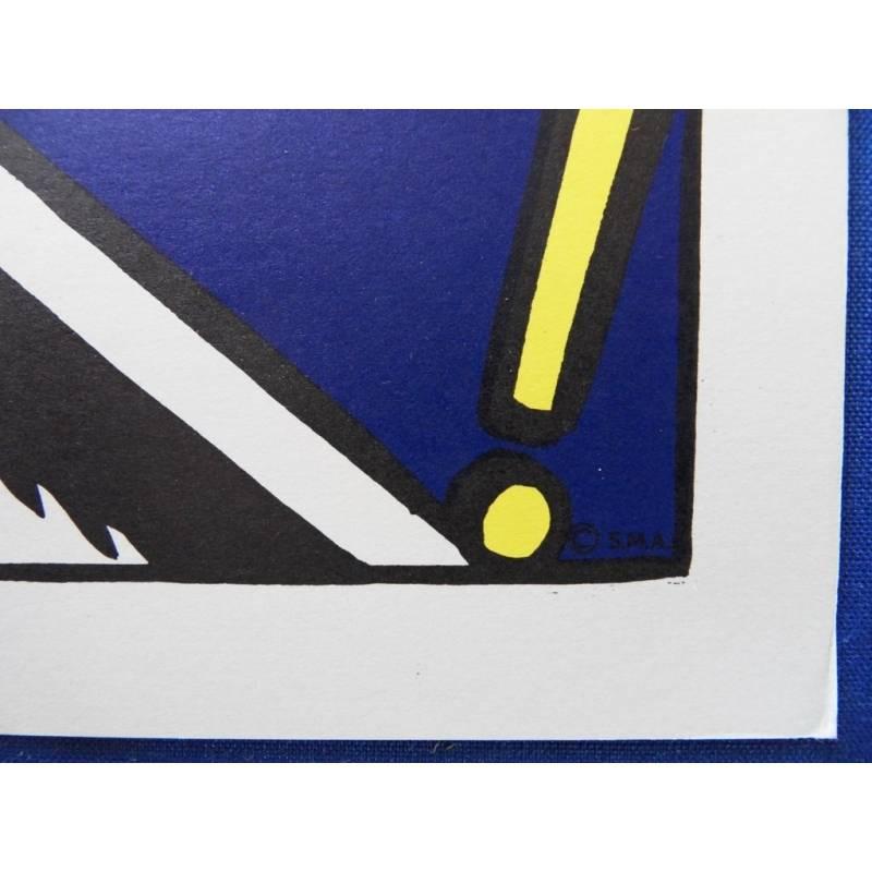 nach Roy Lichtenstein
Titel: Als ich das Feuer eröffnete Poster
Abmessungen: 64 x 52 cm
Dieses Werk wurde 1966 konzipiert und vom Stedelijk Museum, Amsterdam, nach dem gleichnamigen Originalgemälde veröffentlicht. Dieser Abdruck stammt aus einer von