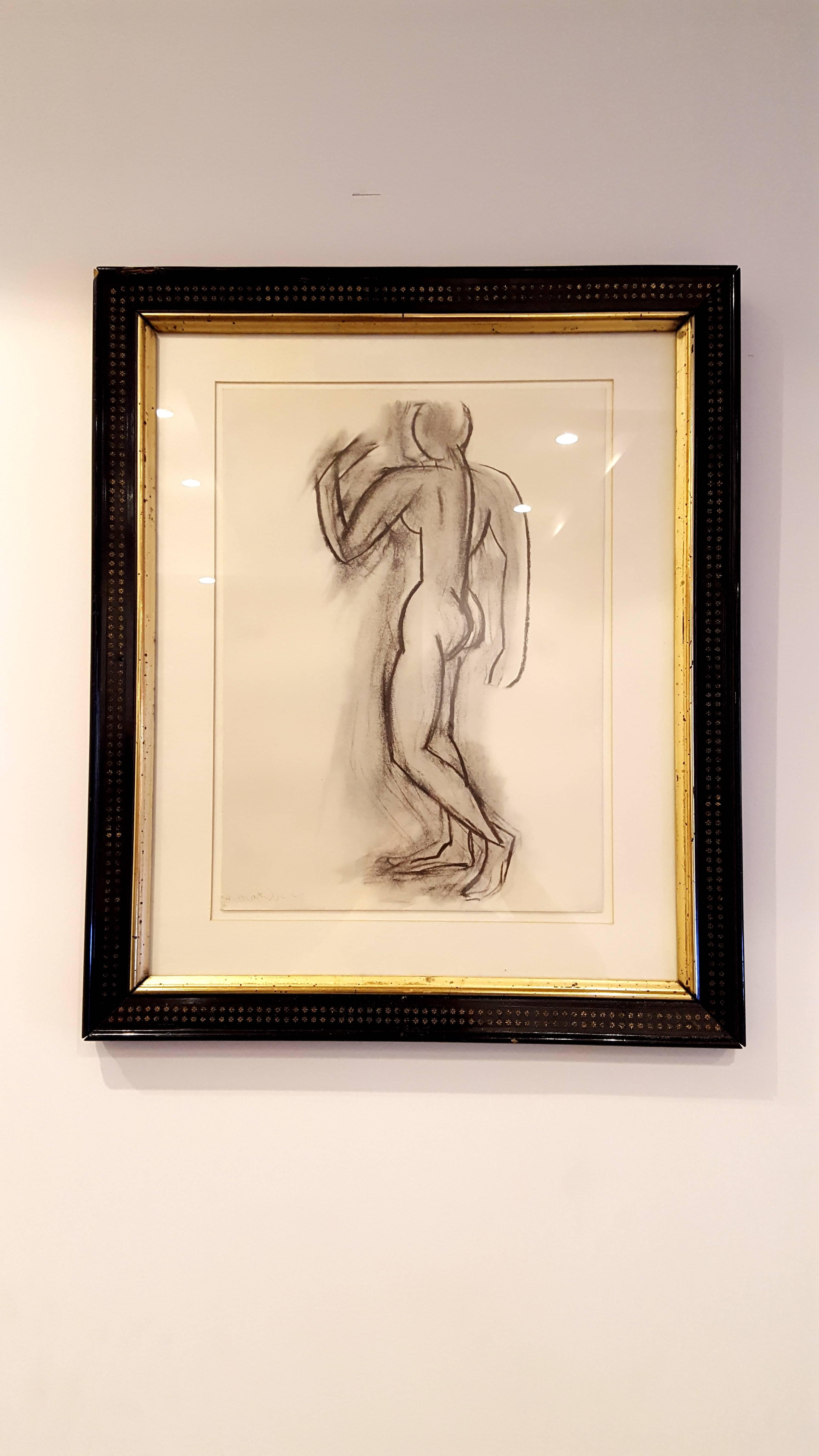 D'après Henri Matisse - Derrière le miroir - Lithographie - Beige Portrait Print par Unknown