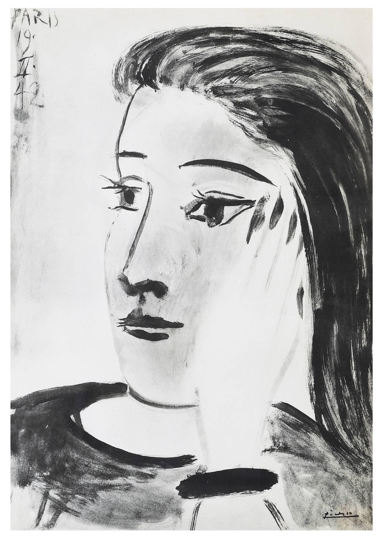 (after) Pablo Picasso Figurative Print - After Pablo Picasso - Woman Portrait