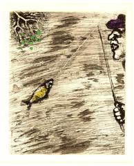 Marc Chagall - The Fisher and Little Fish - Handcolored Signed Etching 12