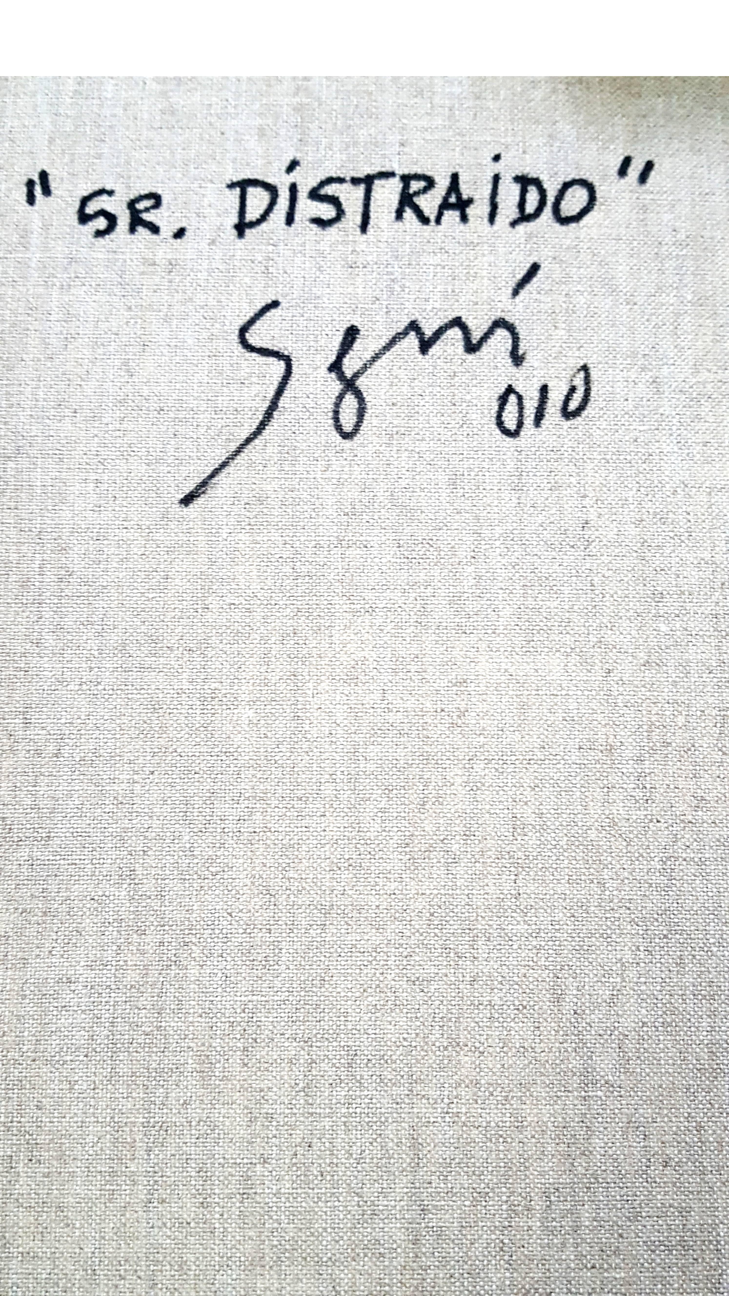 Antonio Segui - Distraido - Öl auf Leinwand – Photograph von Antonio Seguí