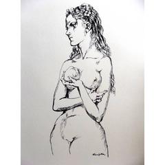 Léonard Foujita - Eve With an Apple - Original Lithograph
