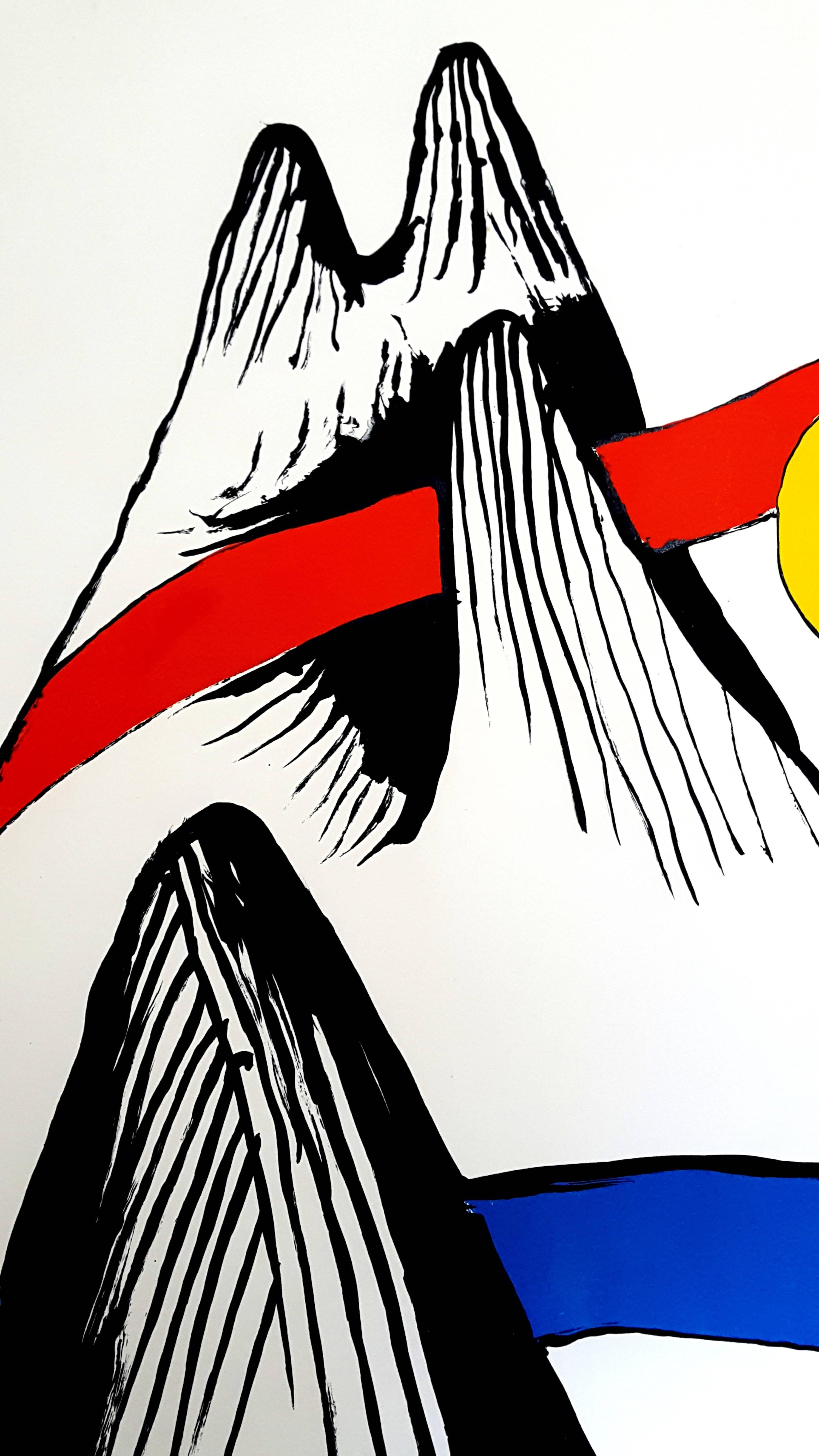 Alexander Calder - Mountain and Sun 
Handsigned Lithograph 
h: 74,20 w: 55 cm
Circa 1970 


Alexander Calder (1898 - 1976)

The American artist Alexander Calder was born in Philadelphia in 1898. He studies engineering from 1915 to 1919 at the