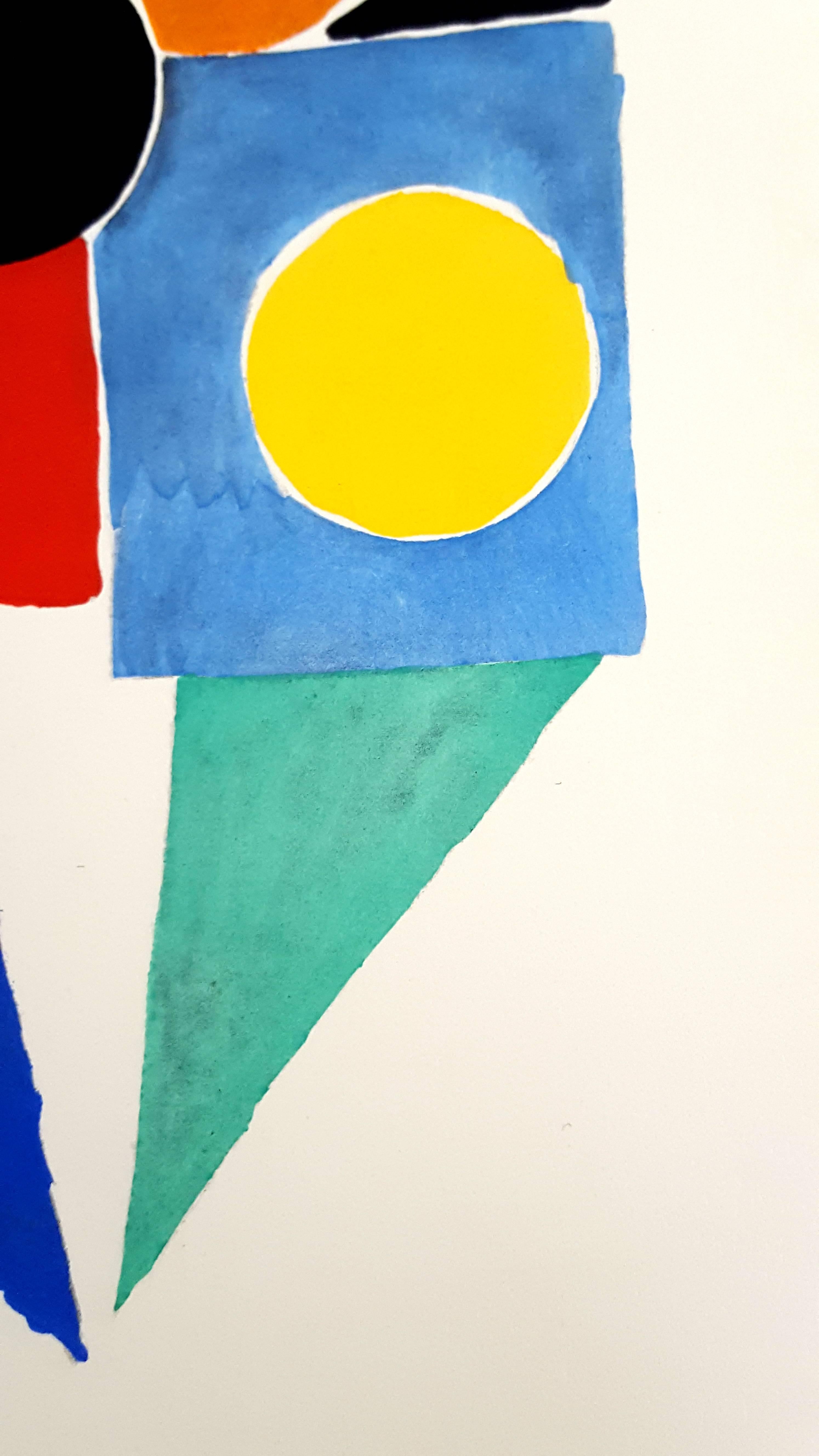 Peinture vivante - Pochoir couleur - Beige Portrait Print par (after) Sonia Delaunay