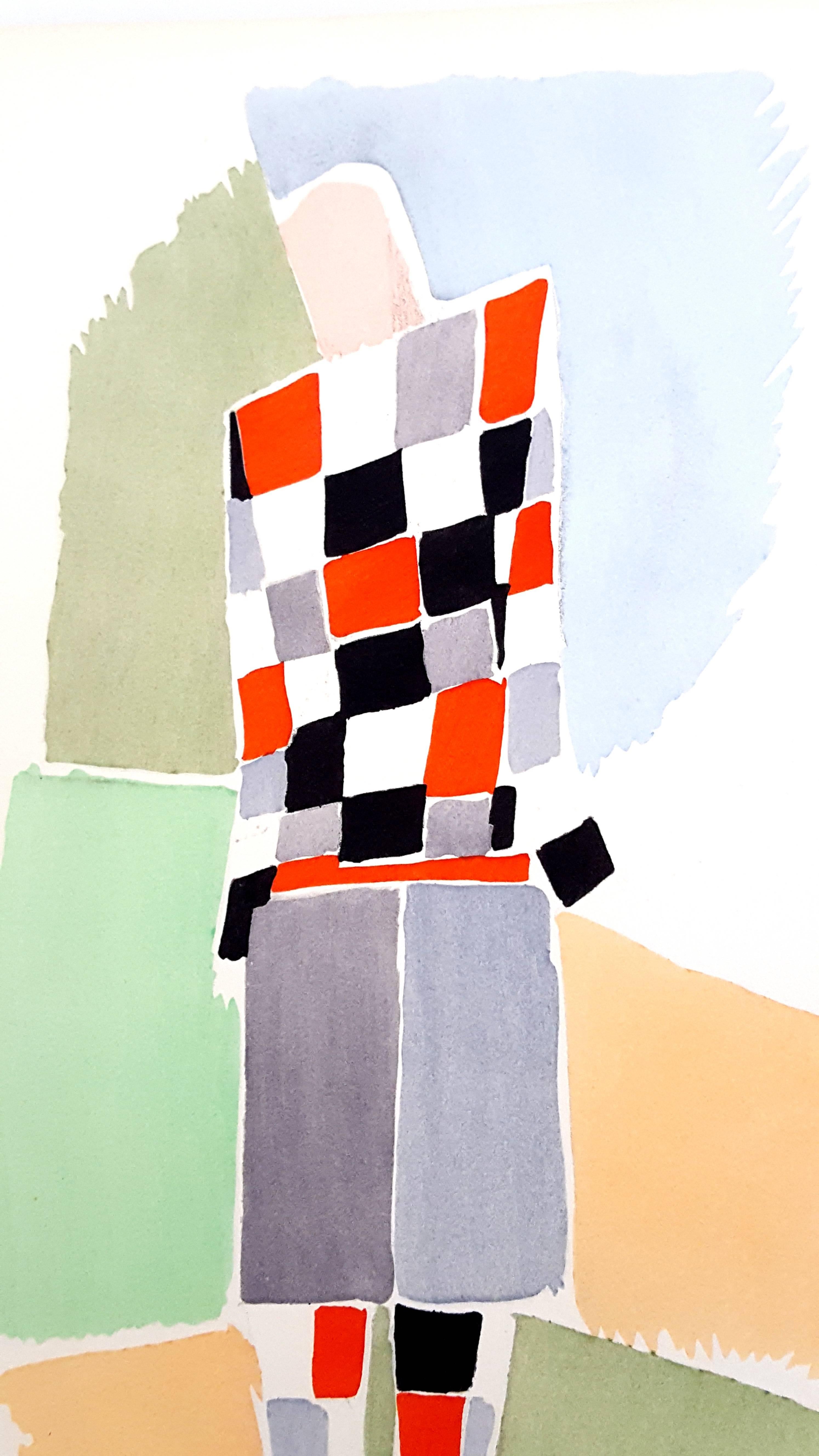 27 Peintures vivantes - Pochoir couleur - Beige Abstract Print par (after) Sonia Delaunay