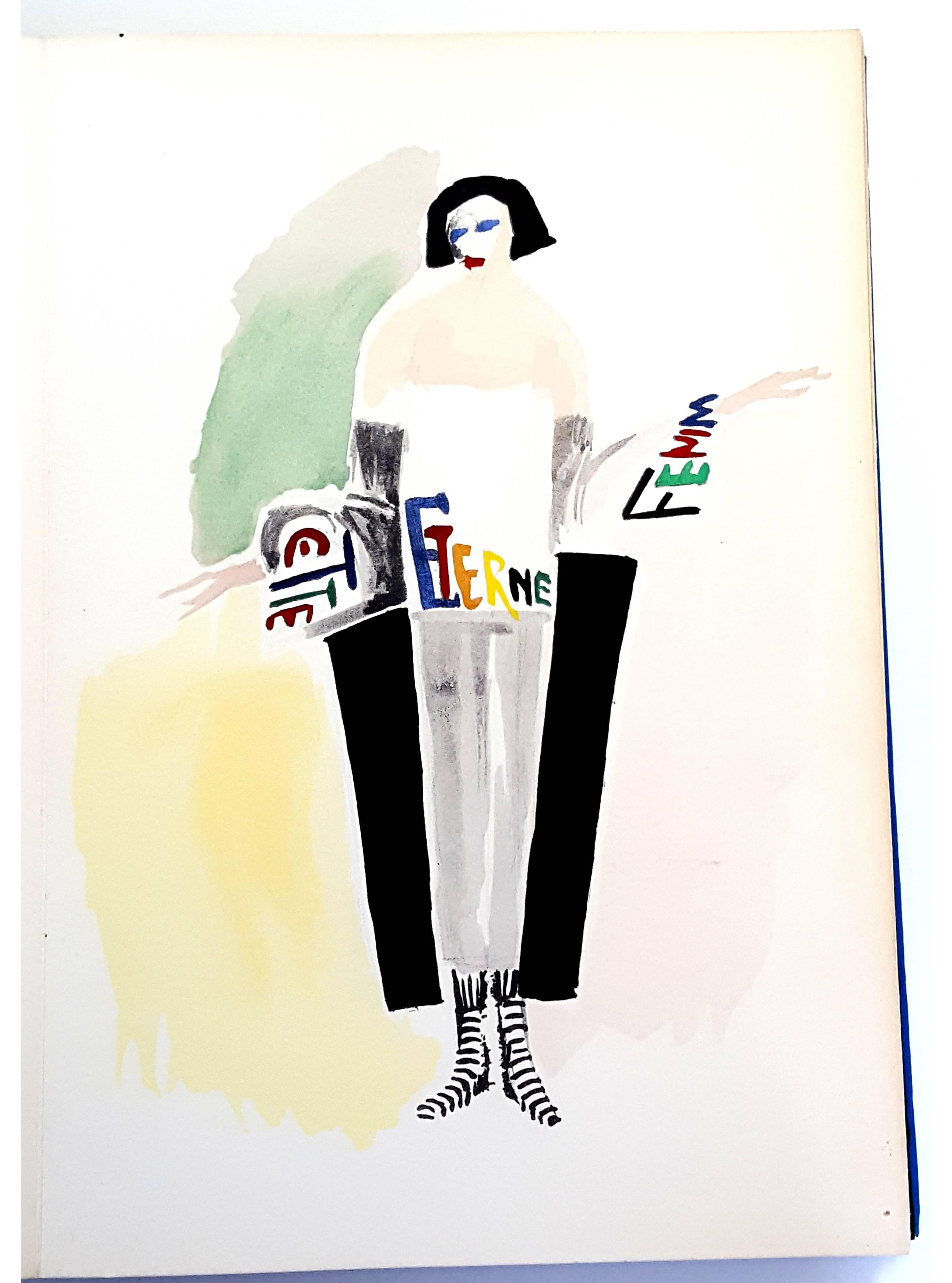 Pintura viva - Pochoir de colores - Portrait Print Gris de (after) Sonia Delaunay