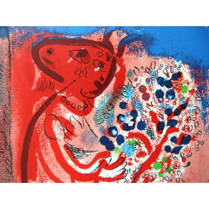 Femme au bouquet de fleurs (Dame mit Blumenbouquet) – Print von (after) Marc Chagall