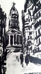 Maurice de Vlaminck - Via Souflot a Parigi - Acquaforte originale