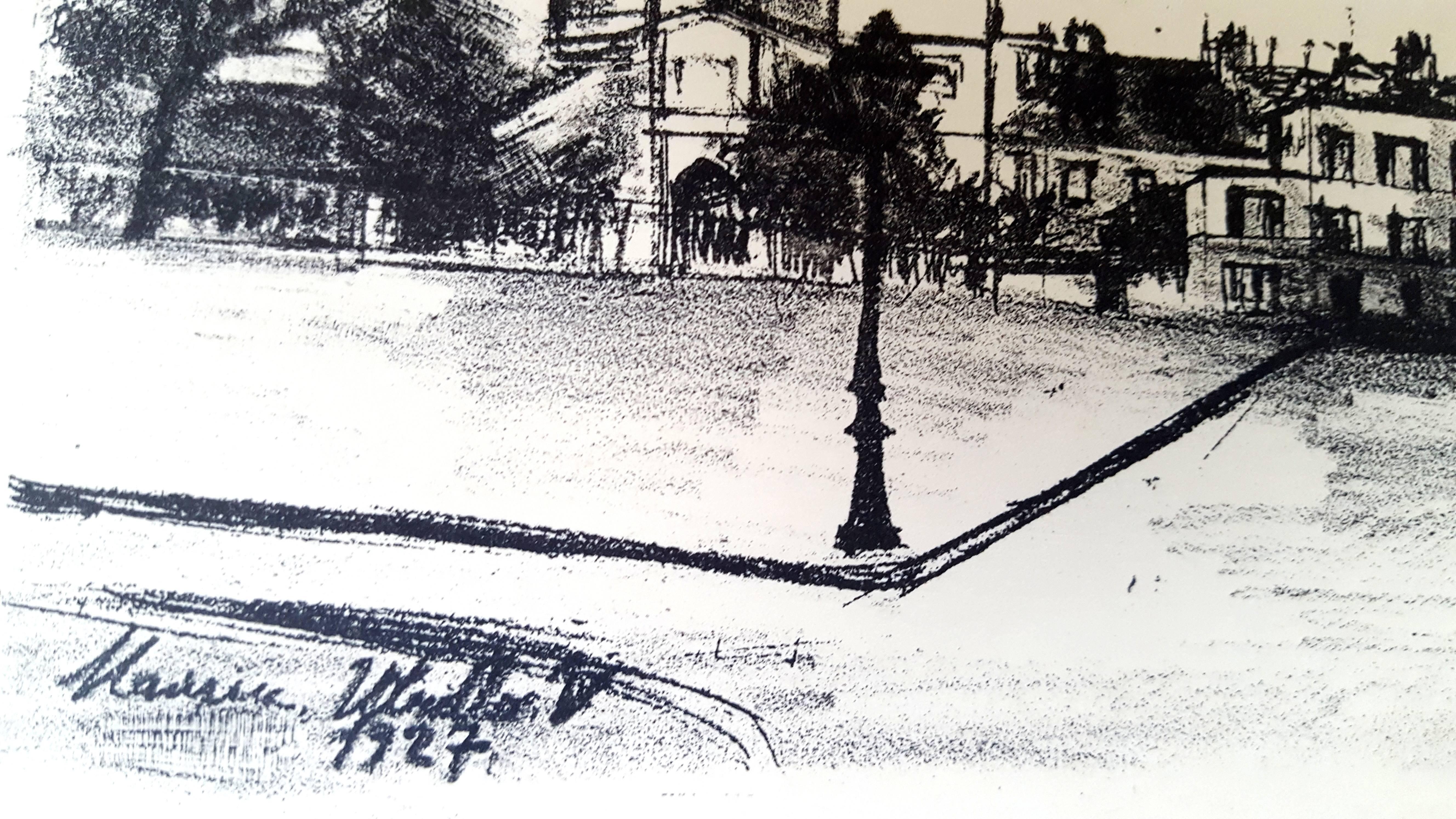 Maurice Utrillo - La Place Ravignan, Montmartre  - litografia a trasferimento
Dimensioni: 13 x 10