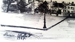 Maurice Utrillo - Parisian Street  - transfer lithograph