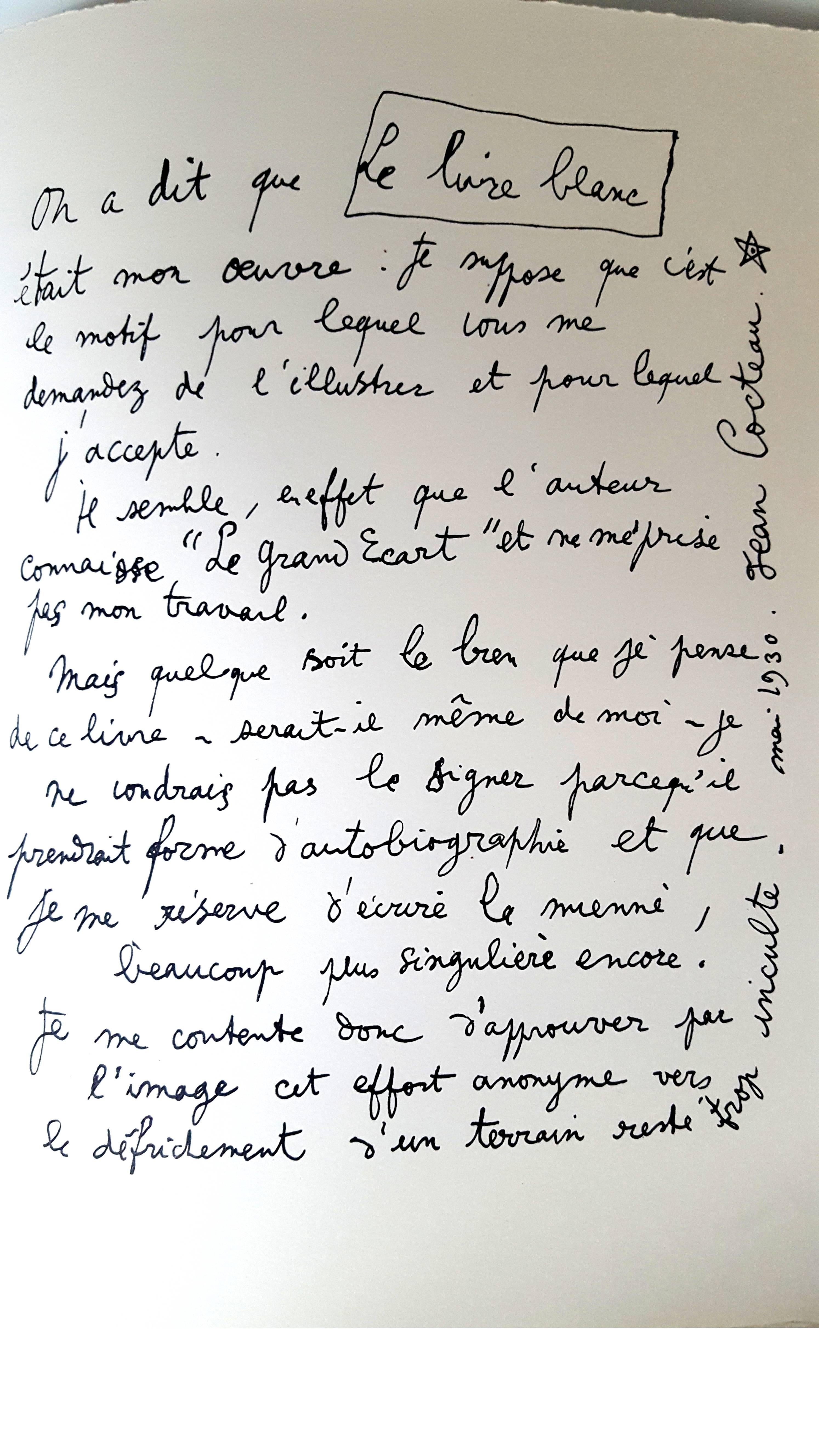 Jean Cocteau - Explanations - Original Lithograph 1