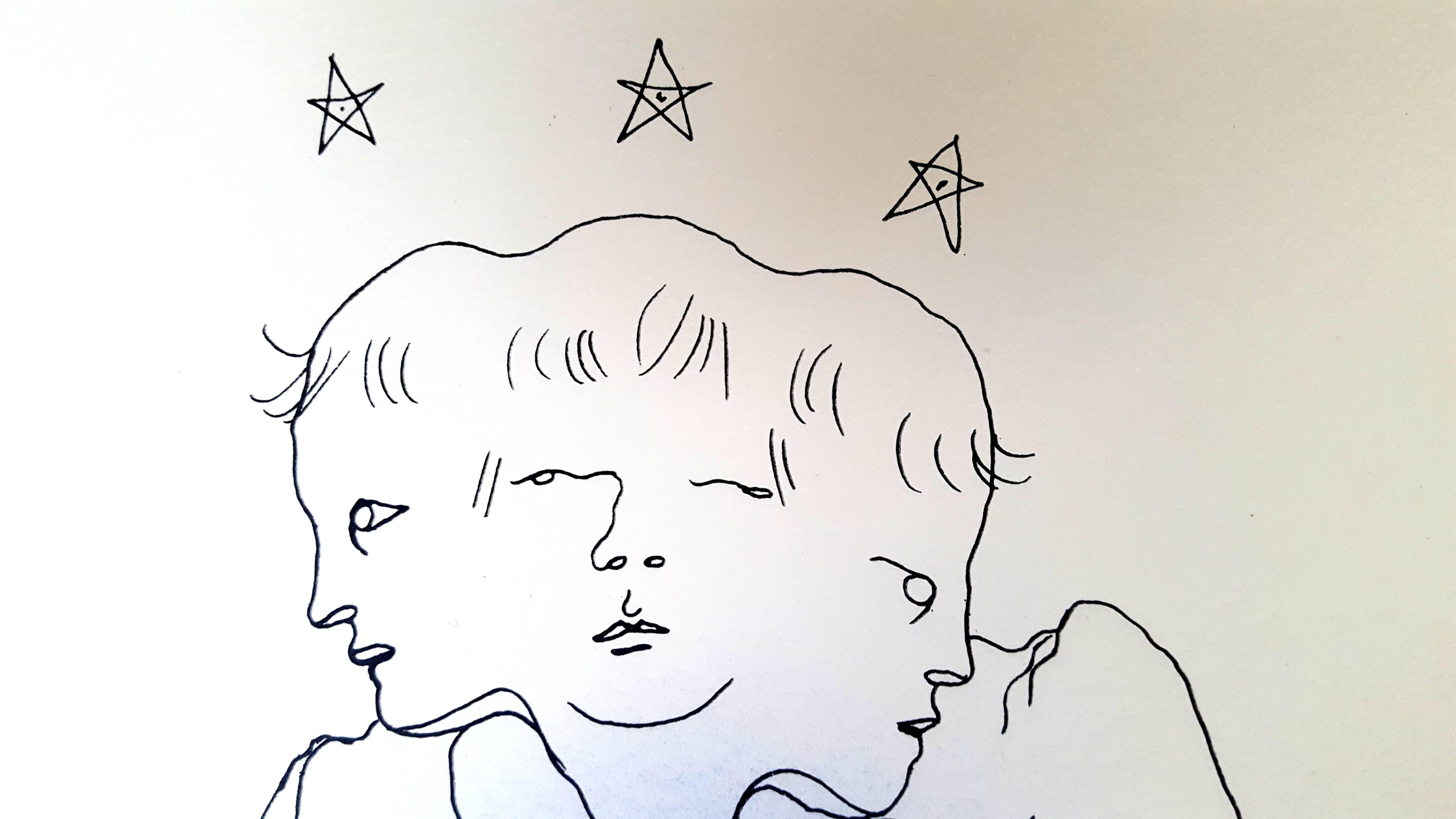 Jean Cocteau - Trois en un - Lithographie originale colorée à la main en vente 1