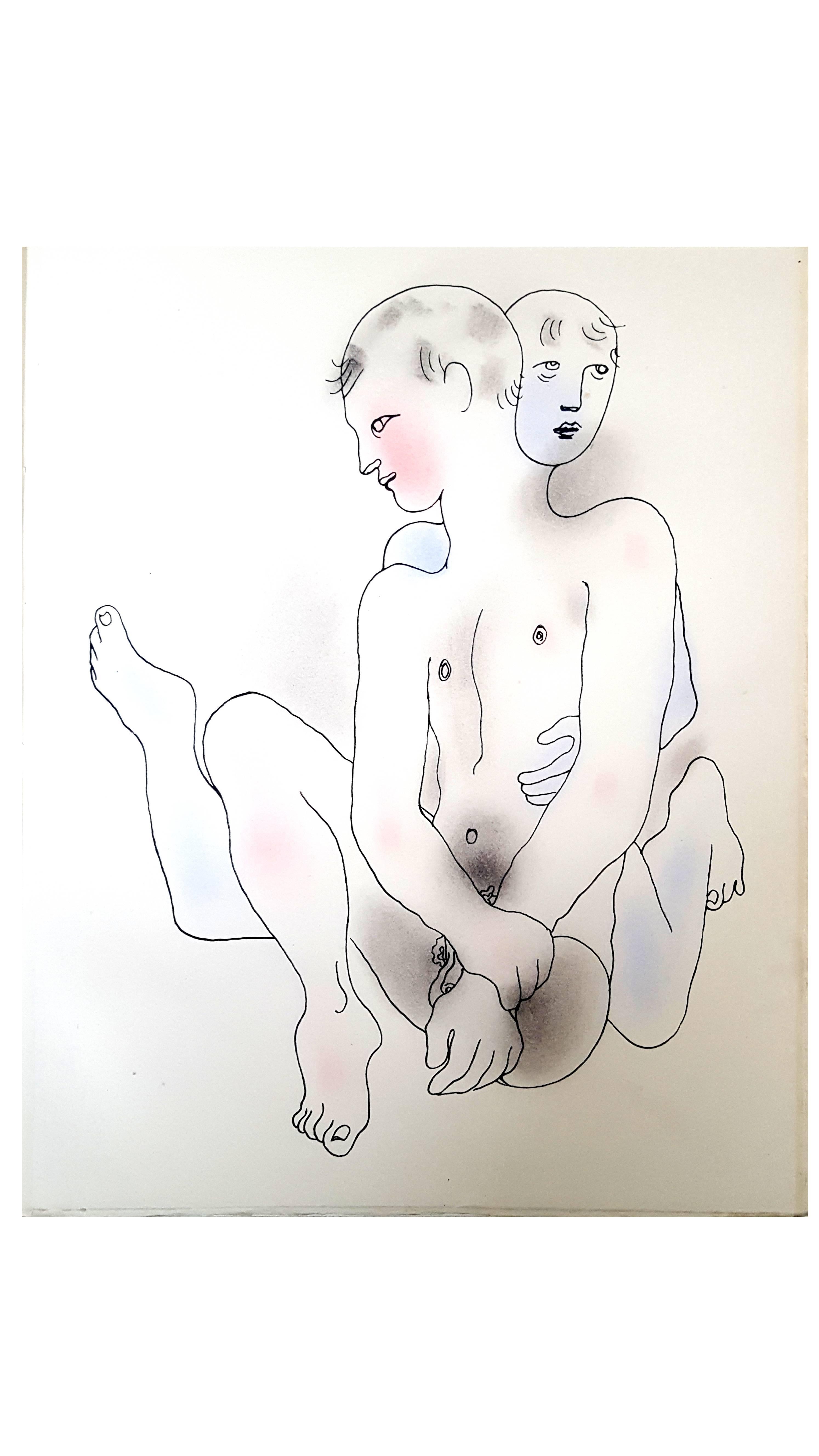 Jean Cocteau - Couple - Original Handcolored Lithograph 1