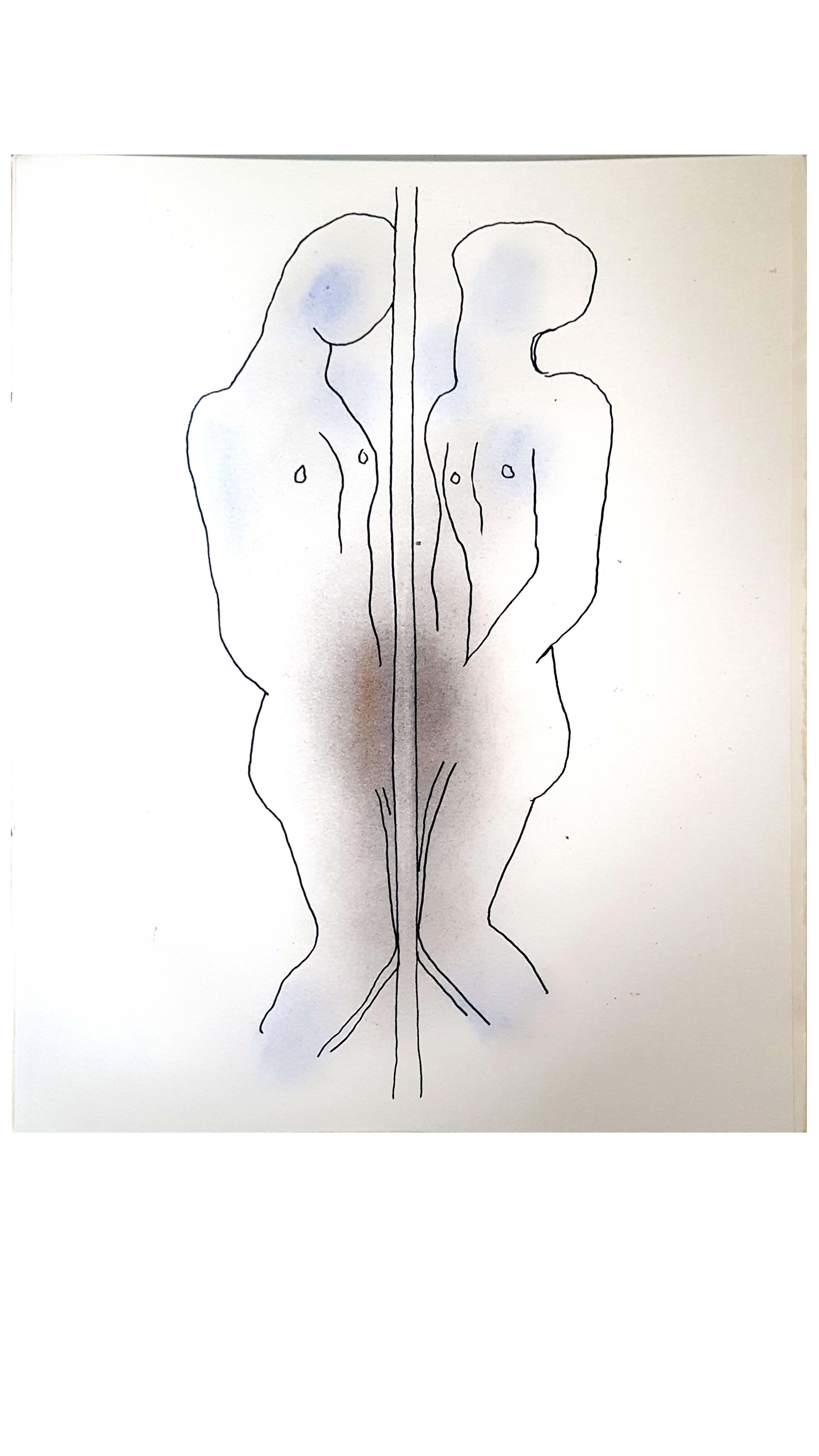 Jean Cocteau – Dualität – Original handkolorierte Lithographie im Angebot 1