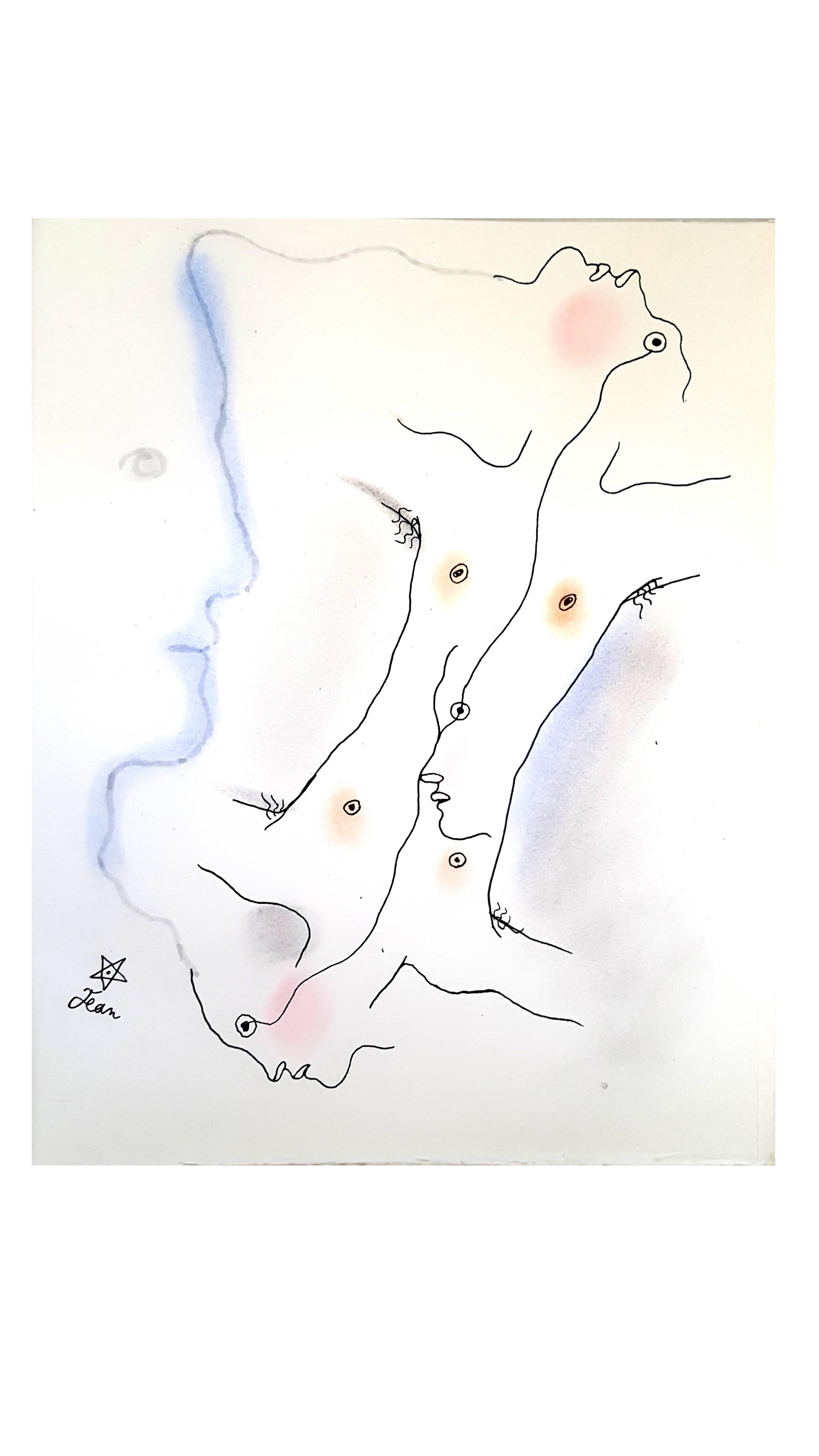 Jean Cocteau - Dual - Original Handcolored Lithograph 1