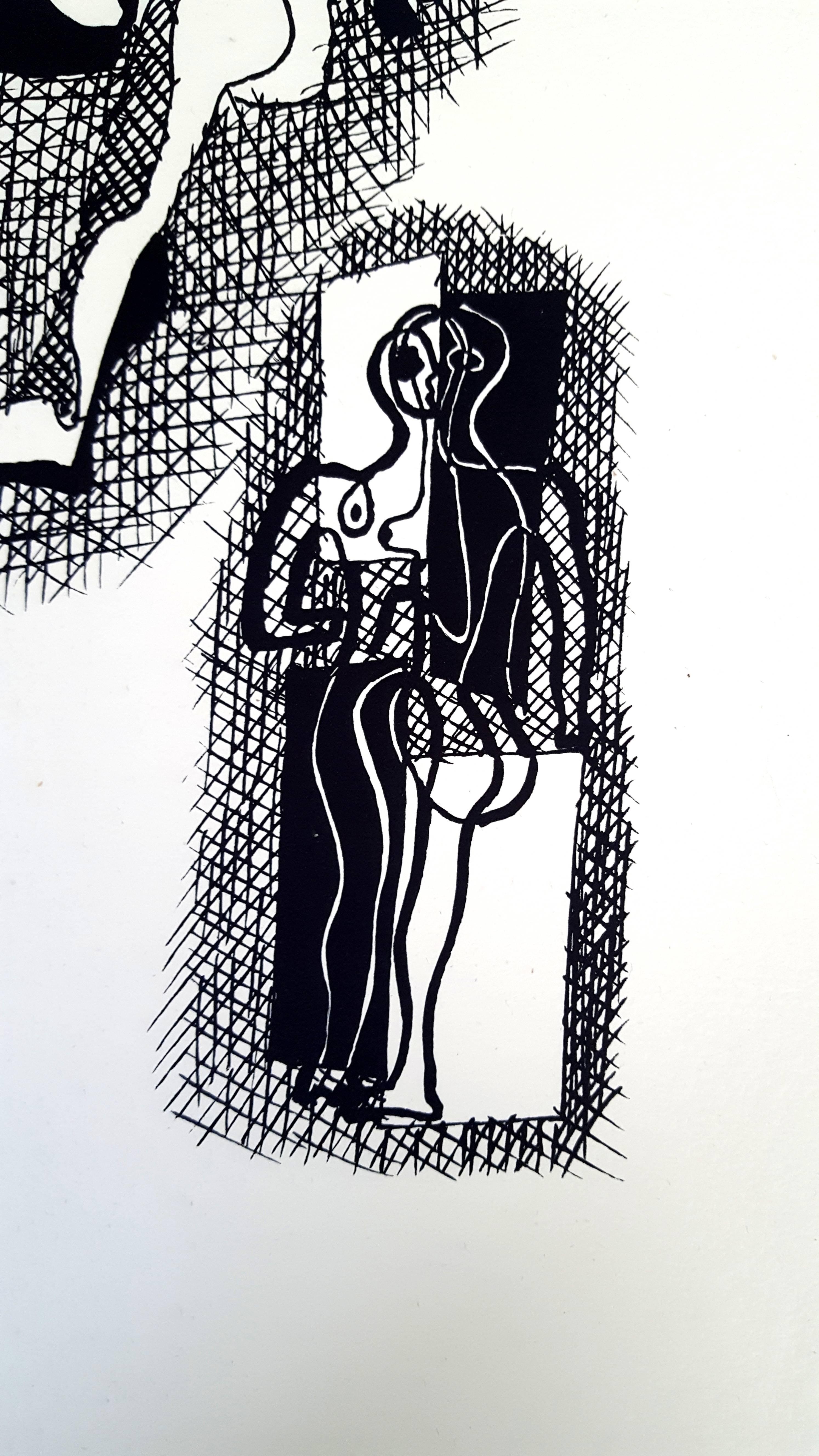 Pablo Picasso (d'après) Hélène Chez Archimède - Gravure sur bois - Moderne Print par (after) Pablo Picasso