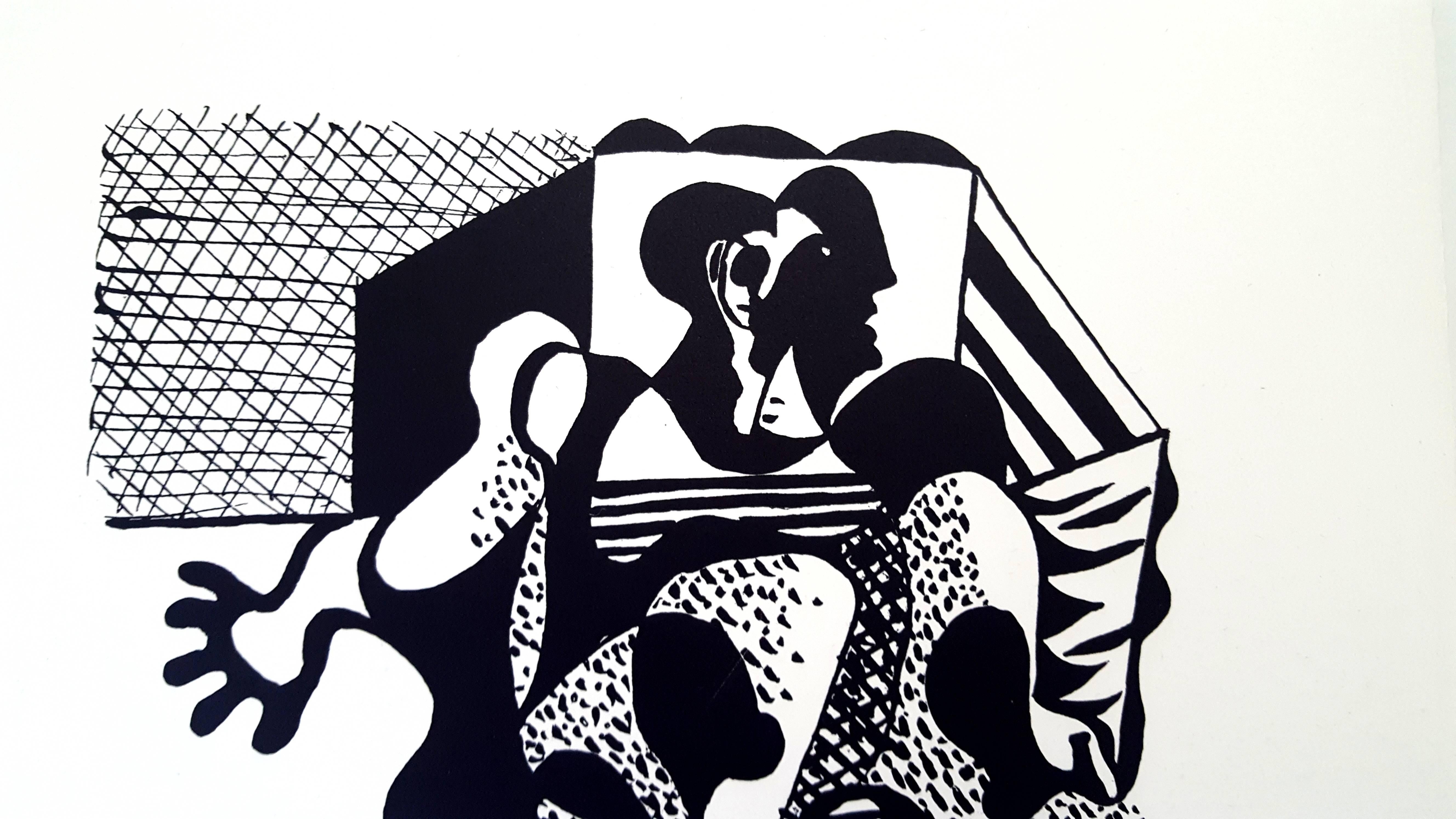 Pablo Picasso (after) Helene Chez Archimede - Wood Engraving - Cubist Print by (after) Pablo Picasso