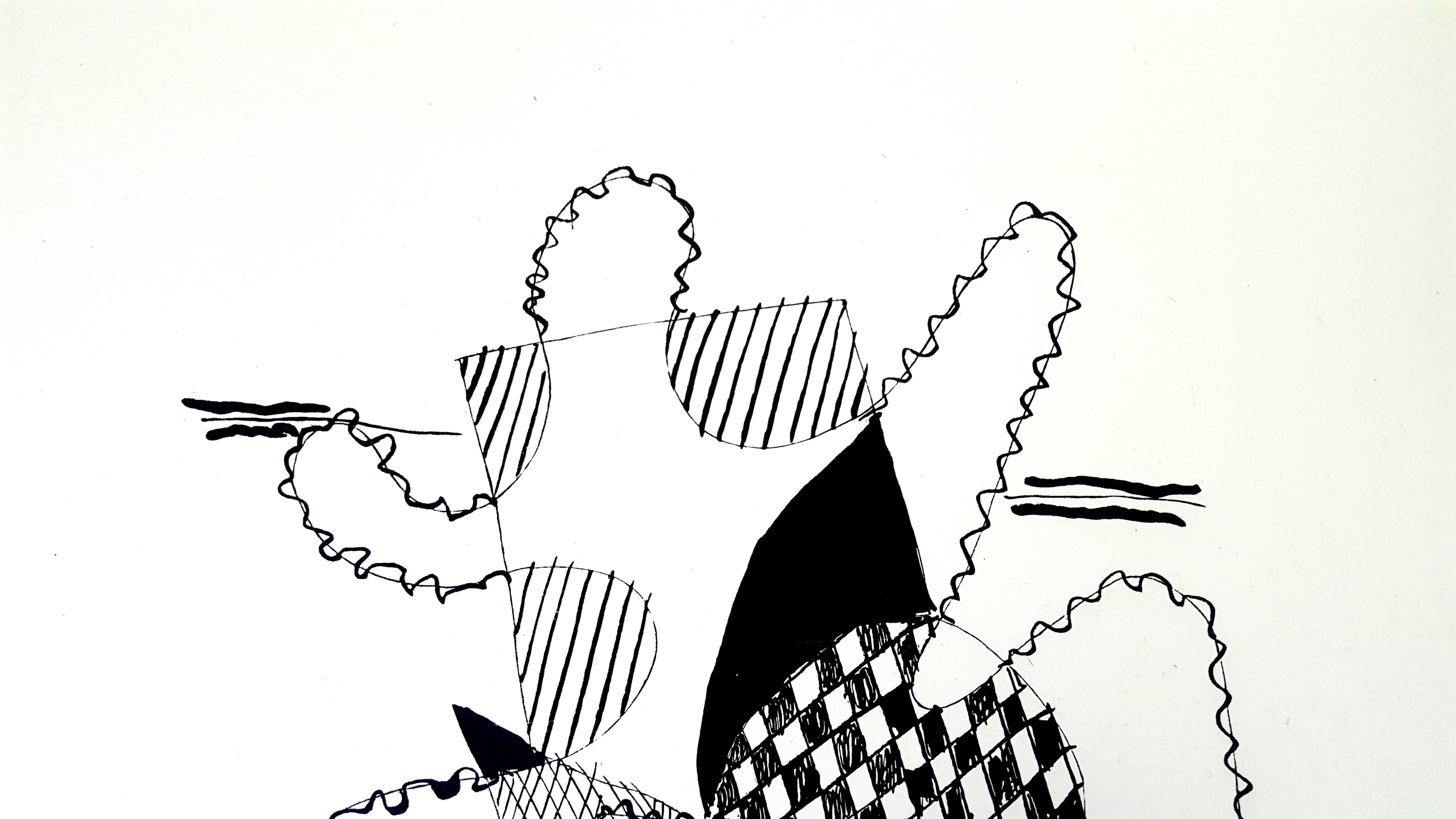 Gravure sur bois - Pablo Picasso (d'après) Helene Chez Archimede - Gris Still-Life Print par (after) Pablo Picasso