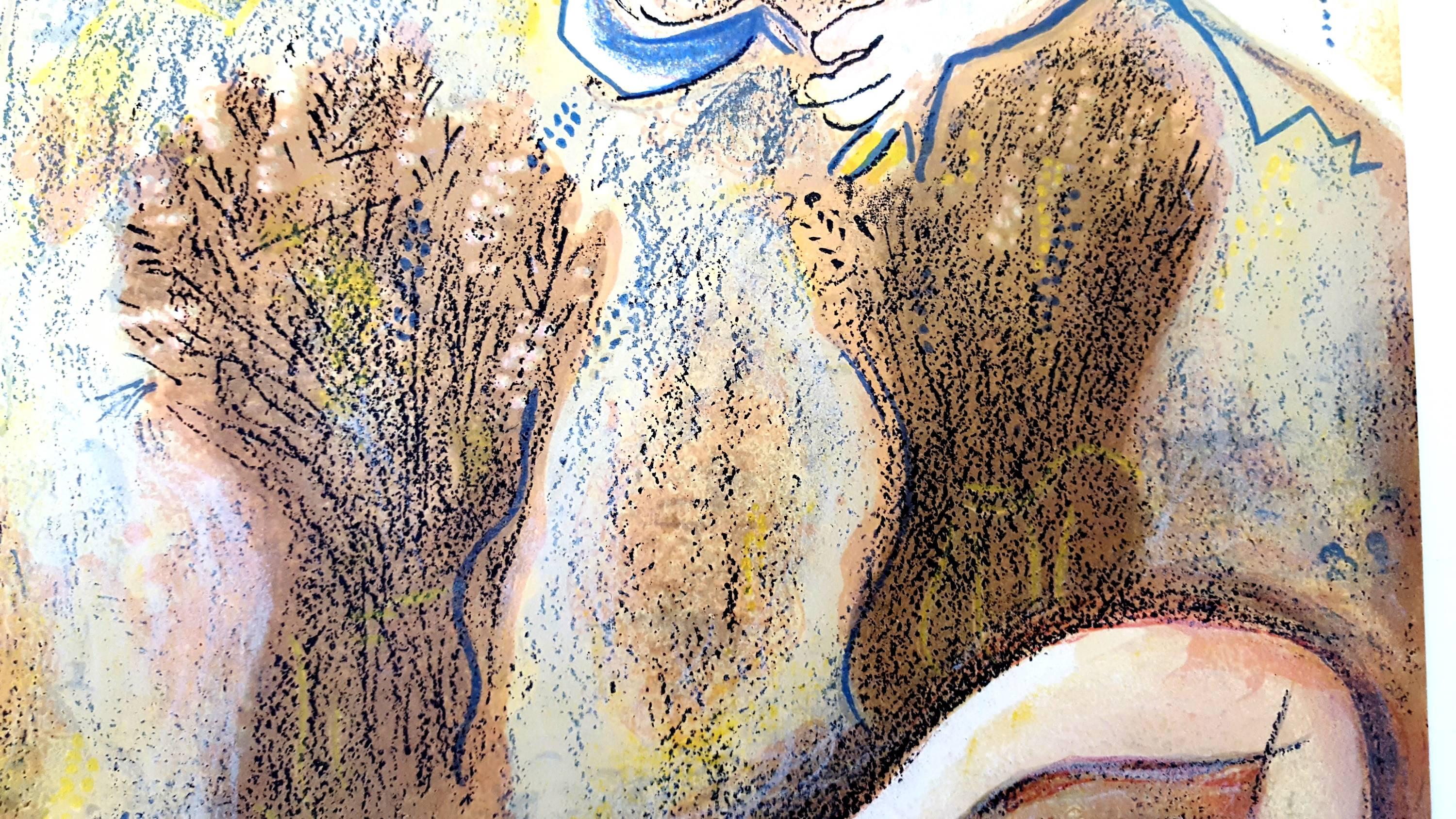 Marc Chagall - Die Bibel - Boaz wacht auf und sieht Ruth - Original Lithographie im Angebot 3