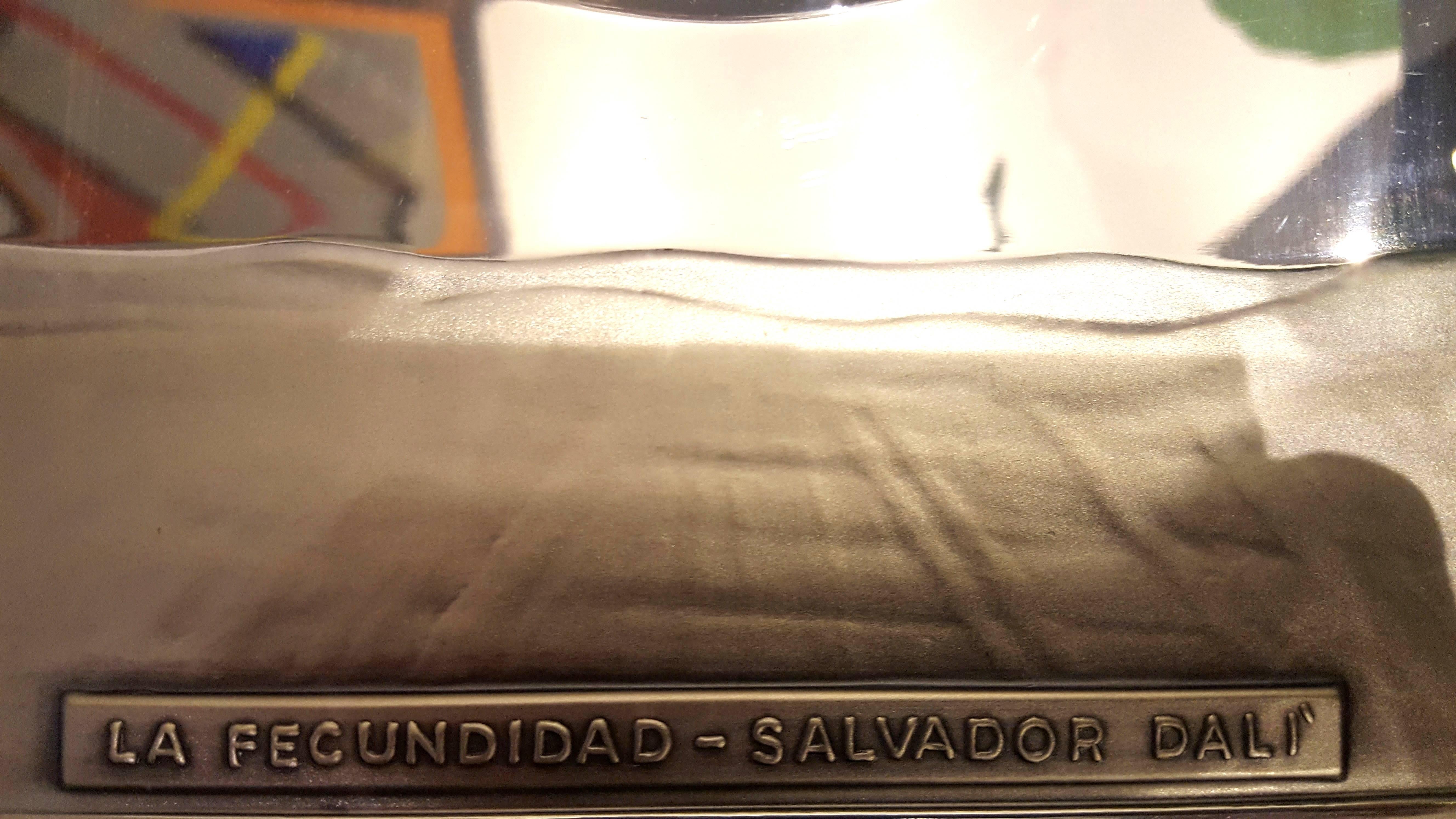 Salvador Dali - The Fecondity - Bas Relief Silver Sculpture 6