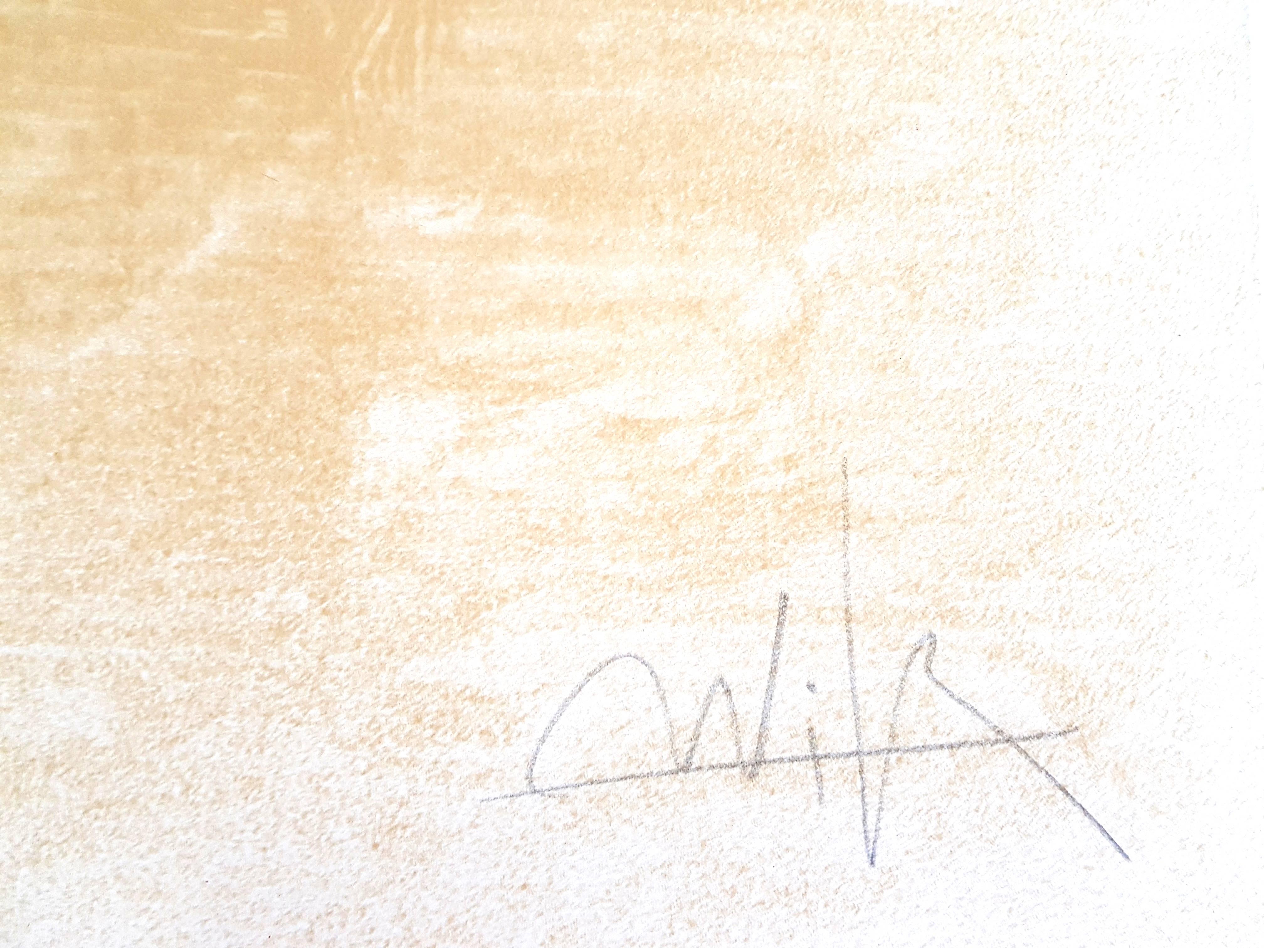 Lithographie originale signée à la main de Wifredo Lam - « El ultimo viaje del buque fantasma » en vente 1