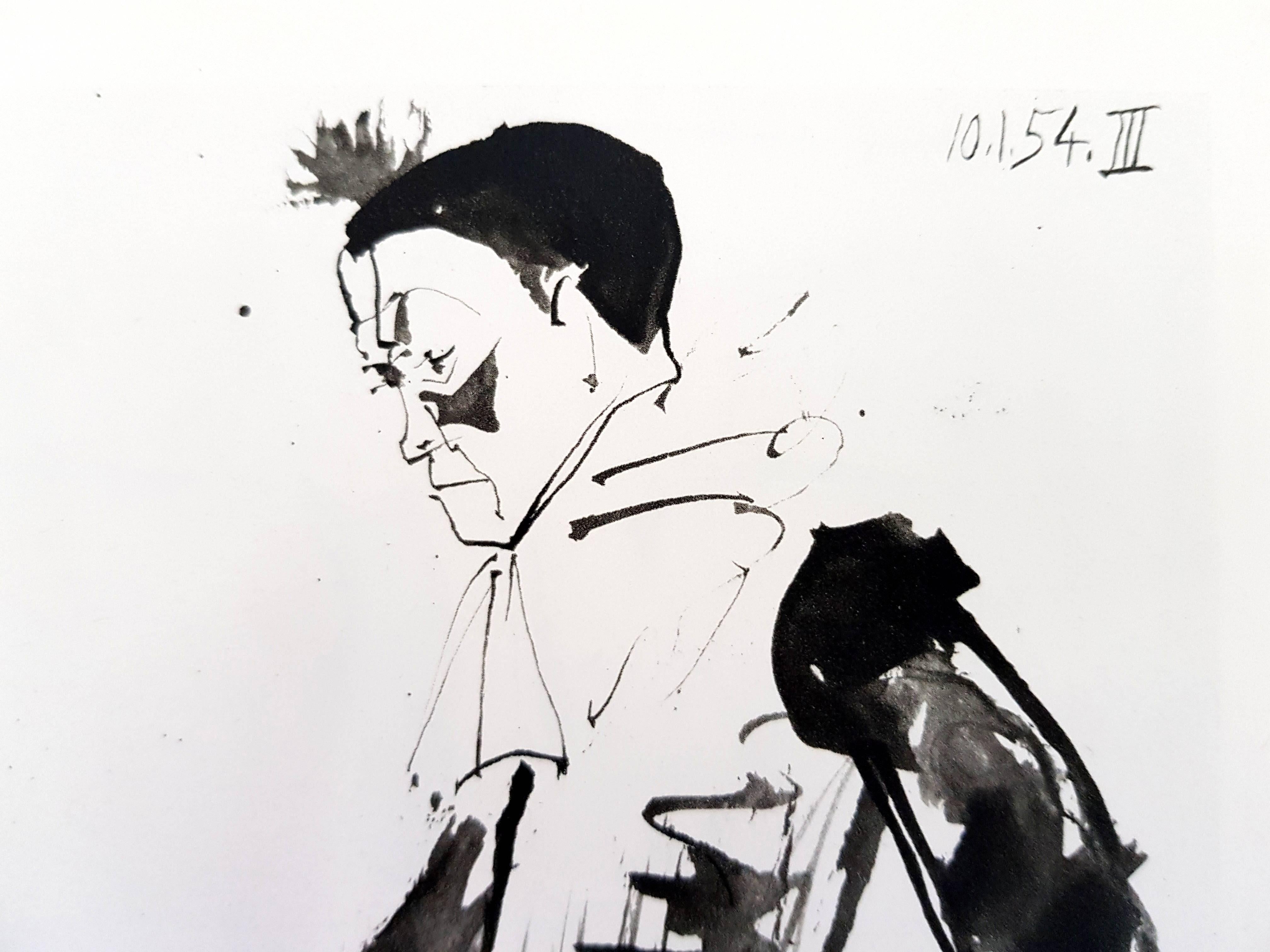 after Pablo Picasso - The Human Comedy - Heliogravure - Gray Figurative Print by (after) Pablo Picasso