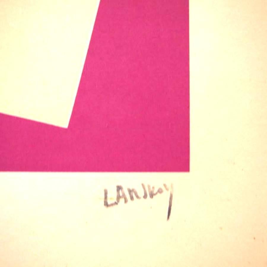 André Lanskoy - Abstract Pink Composition - Original Lithograph For Sale 1