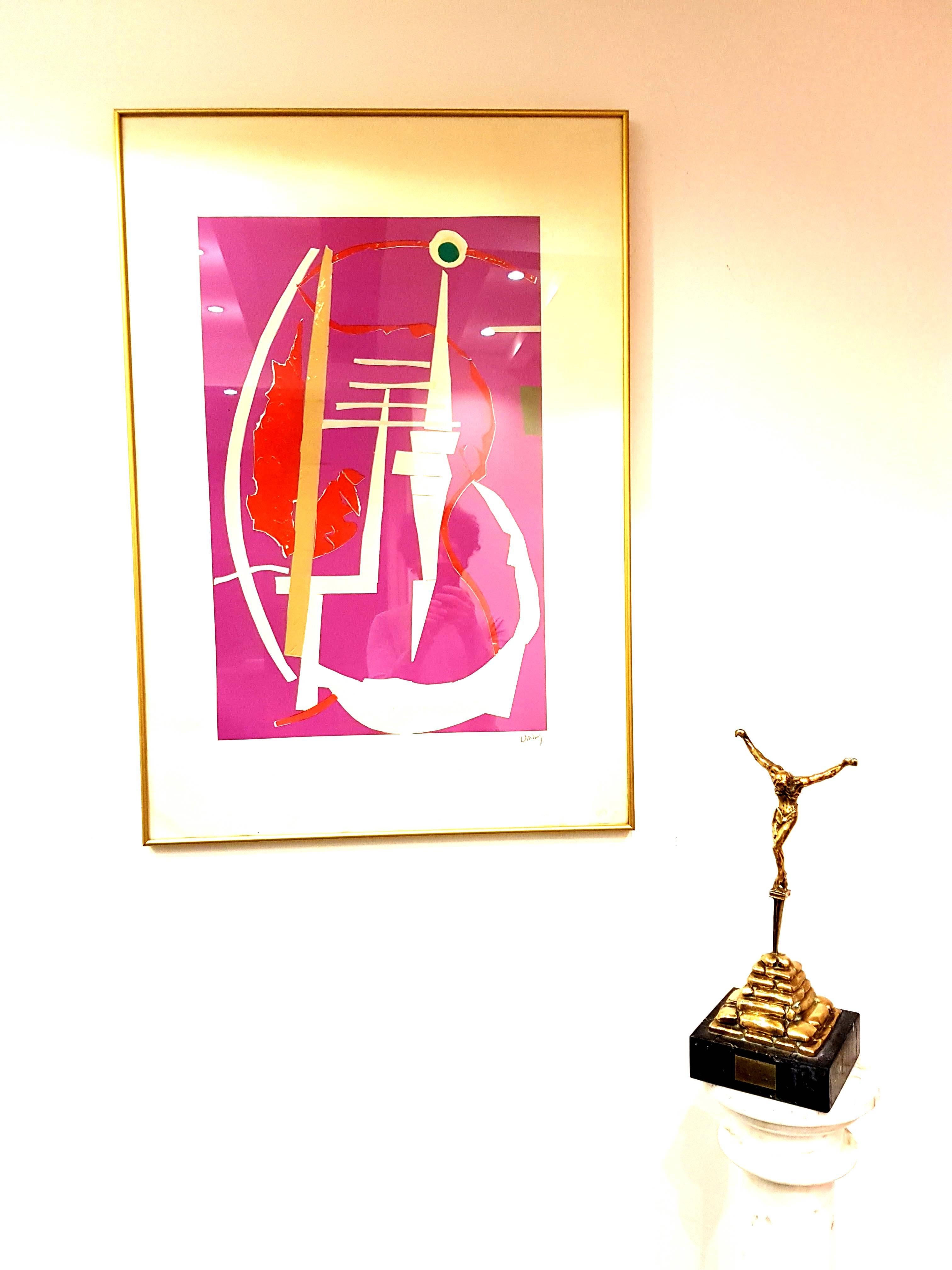 André Lanskoy - Abstract Pink Composition - Original Lithograph For Sale 2