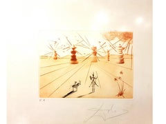 Salvador Dali - Don Quixote and the Windmills - Original Handsigned Etching