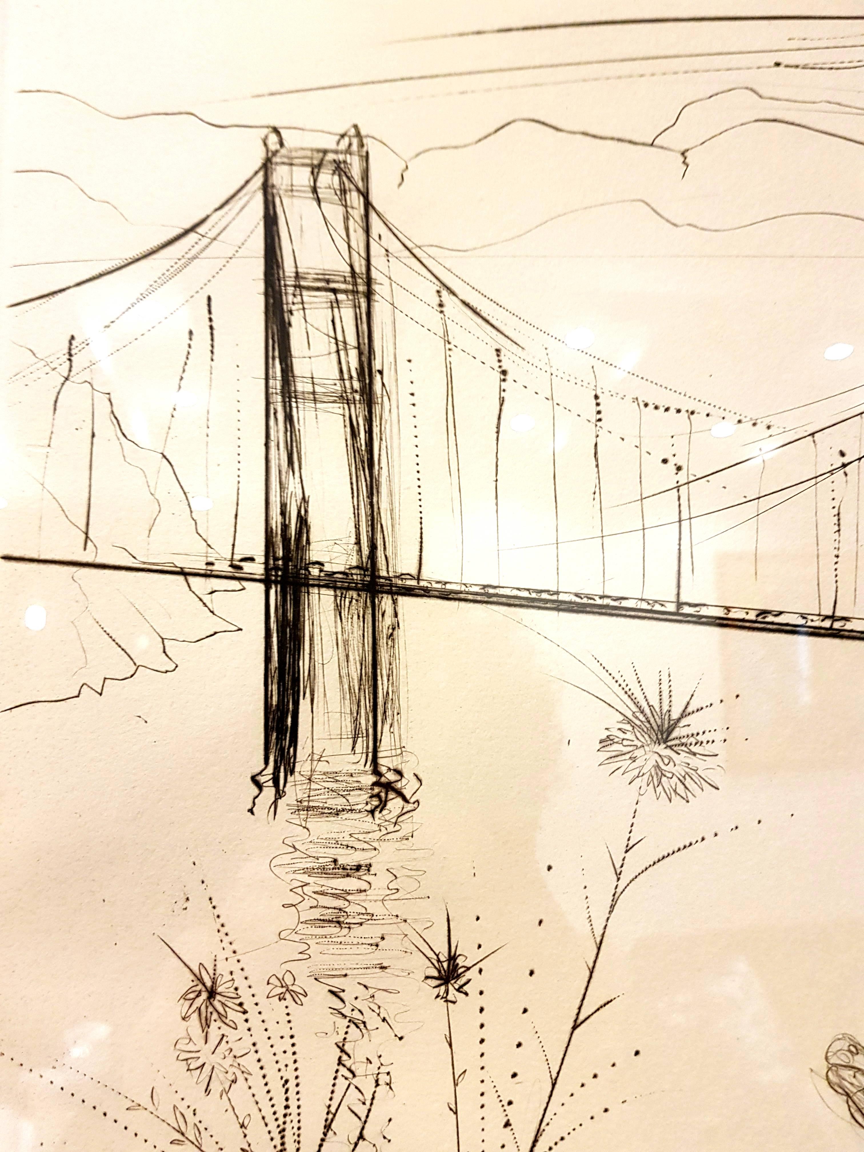 Salvador Dali - Golden Gate Bridge - Original Handsigned Etching 4
