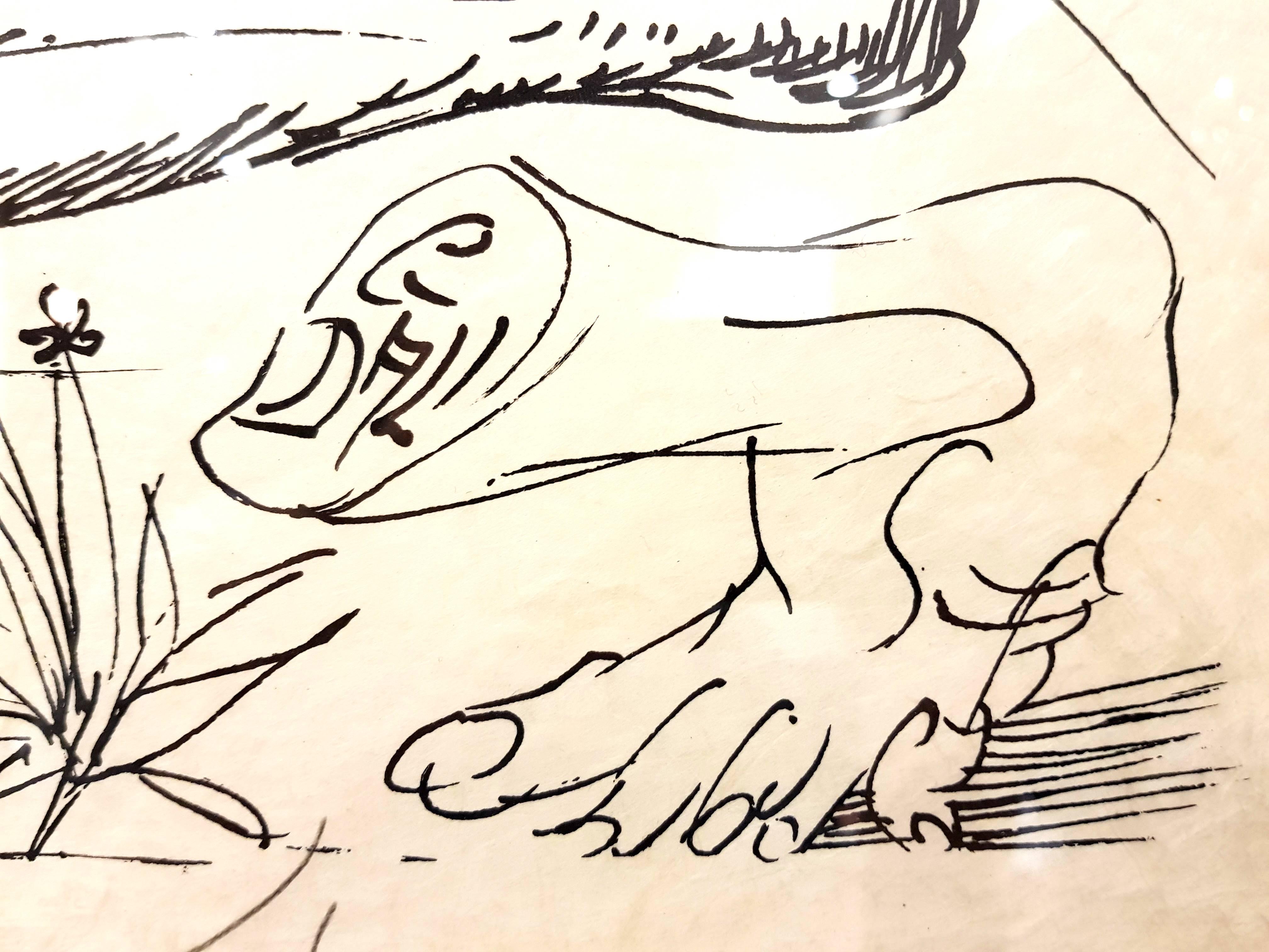 Salvador Dali - Les Songes Drolatiques - Handsignierte Lithographie (Beige), Landscape Print, von Salvador Dalí