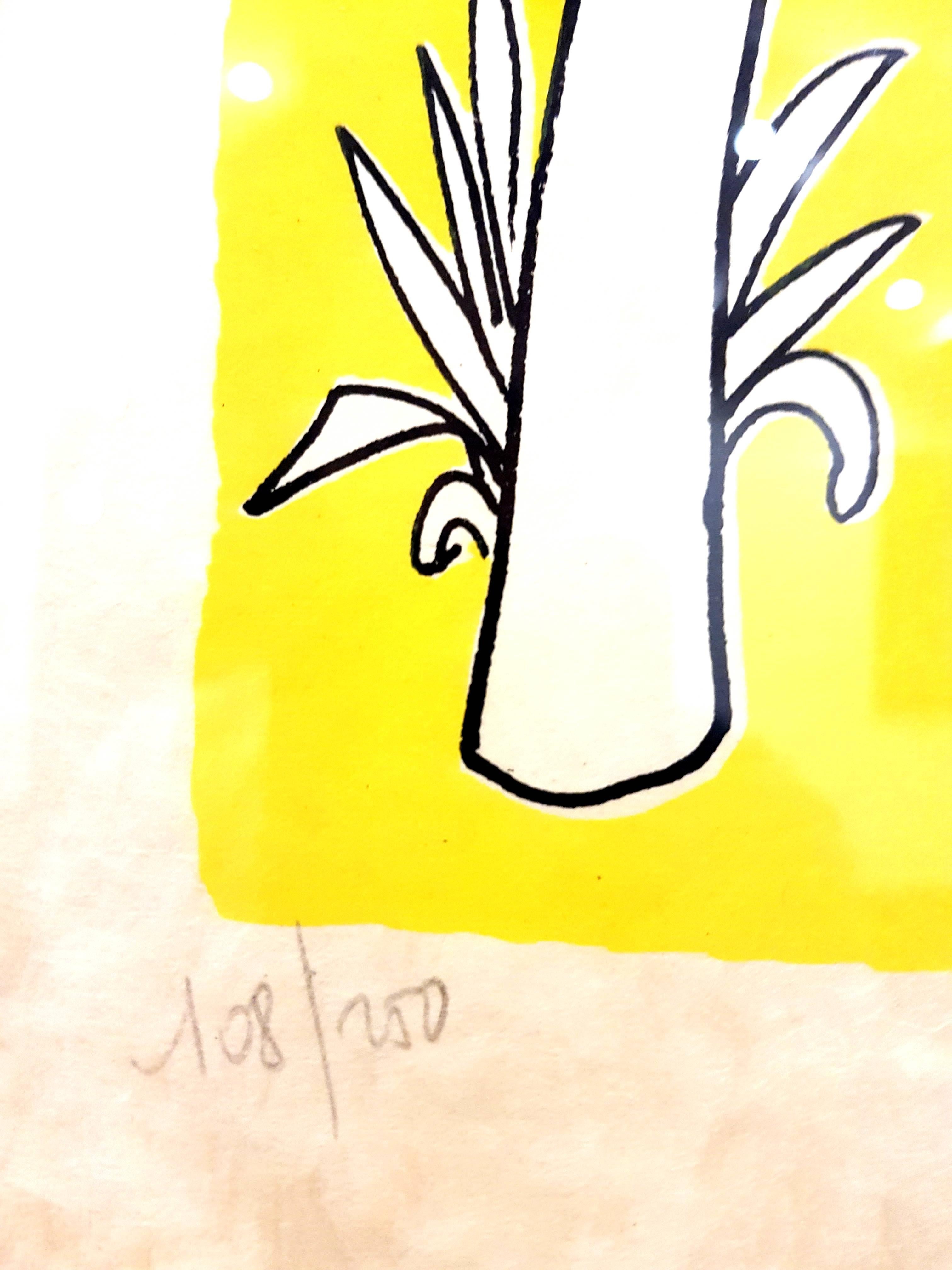 Salvador Dali - Les Songes Drolatiques - Handsigned Lithograph - Yellow Landscape Print by Salvador Dalí