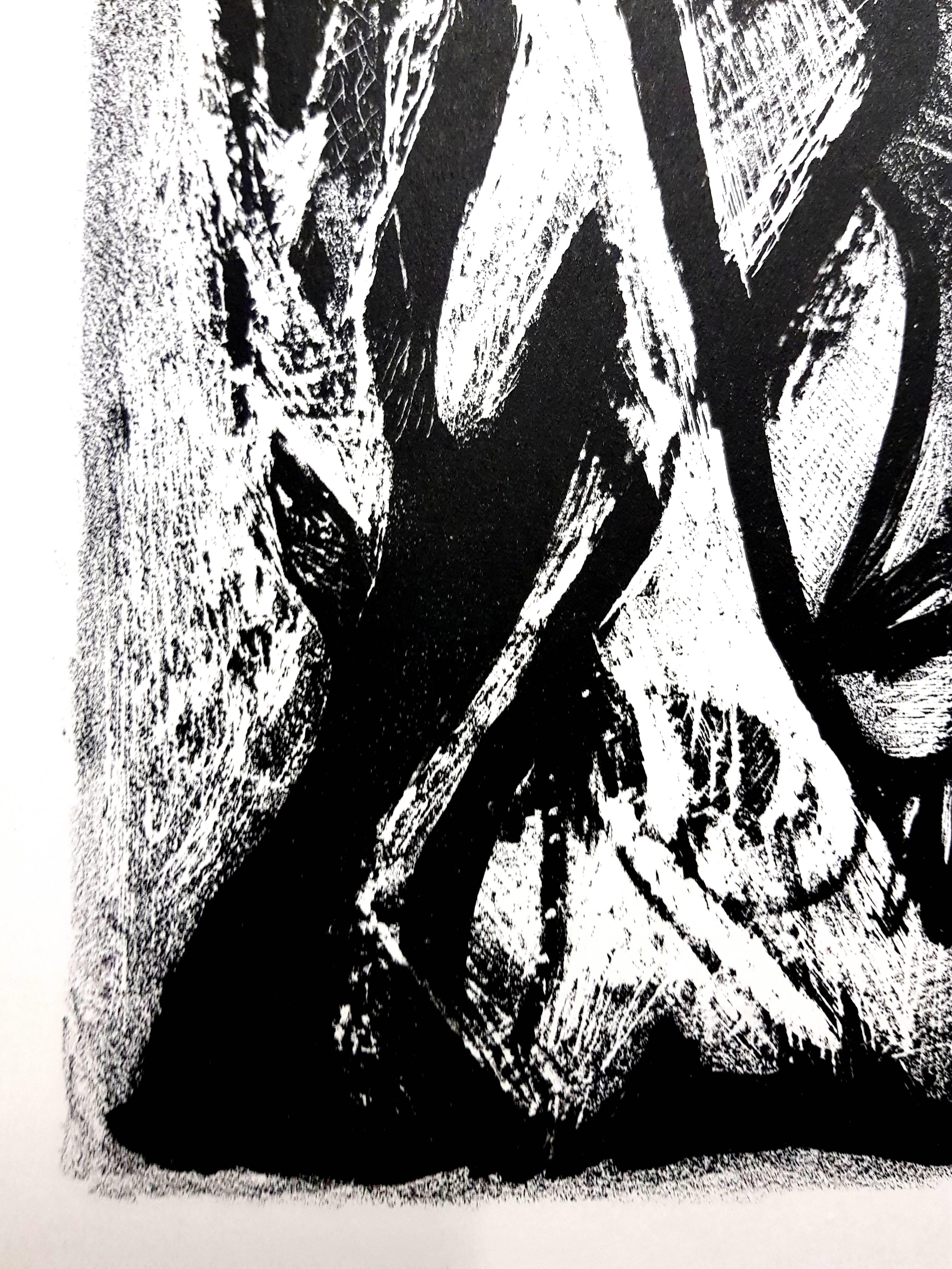 Jean-Michel Atlan - Kafka - Lithographie originale - Noir Abstract Print par jean-Michel Atlan