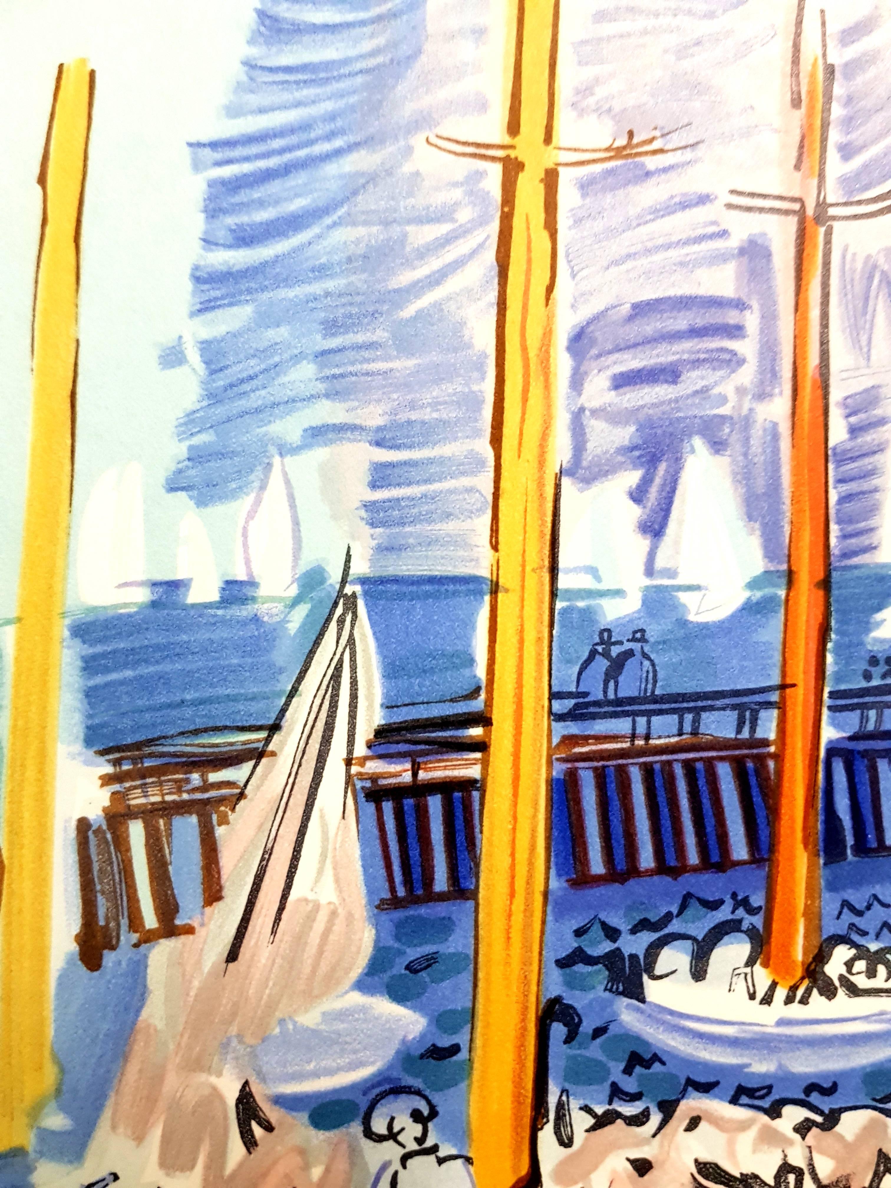 Boats - Lithograph - Fauvist Print by (after) Raoul Dufy