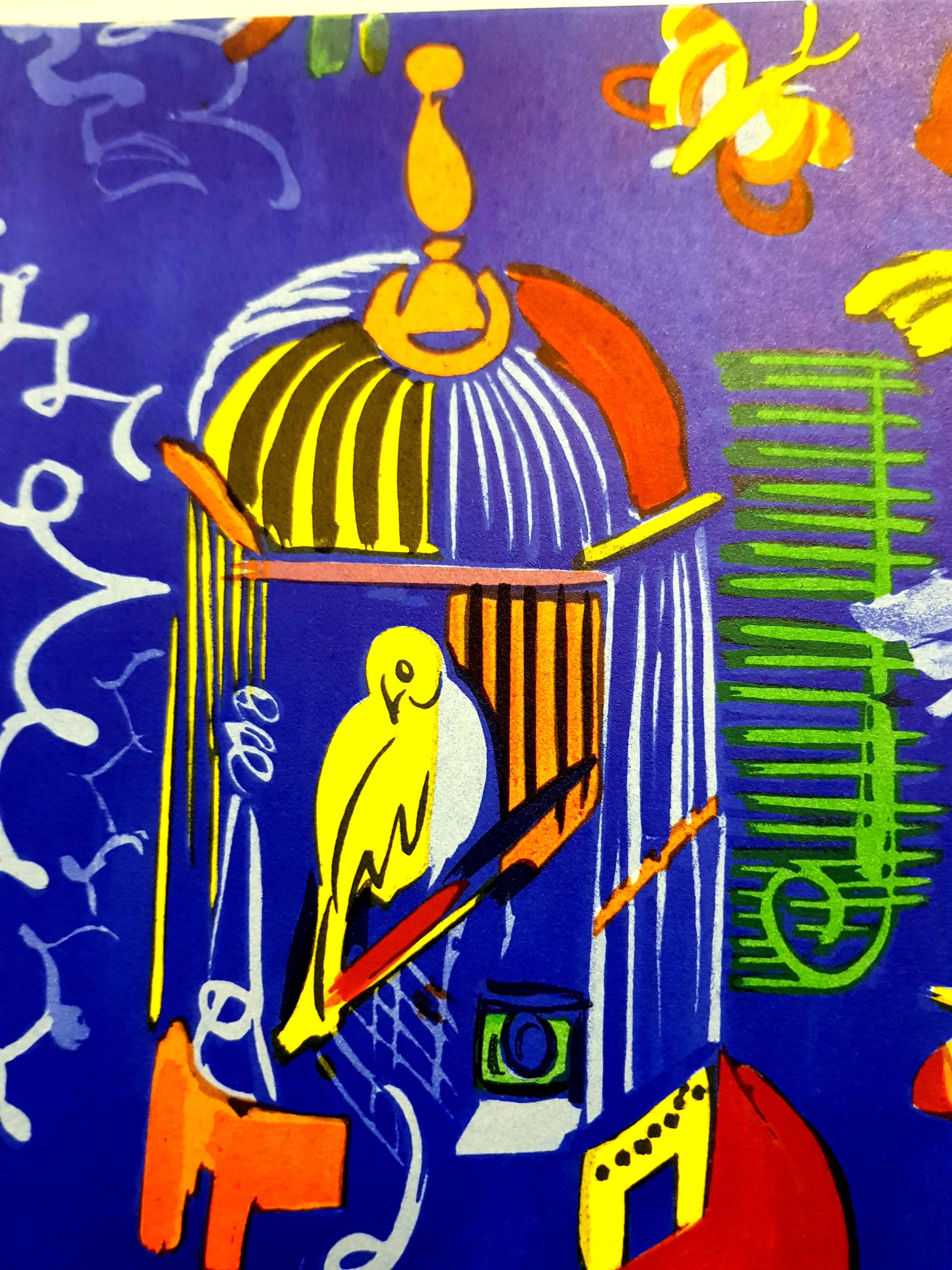 Nach Raoul Dufy – Vögel – Lithographie (Violett), Animal Print, von (after) Raoul Dufy