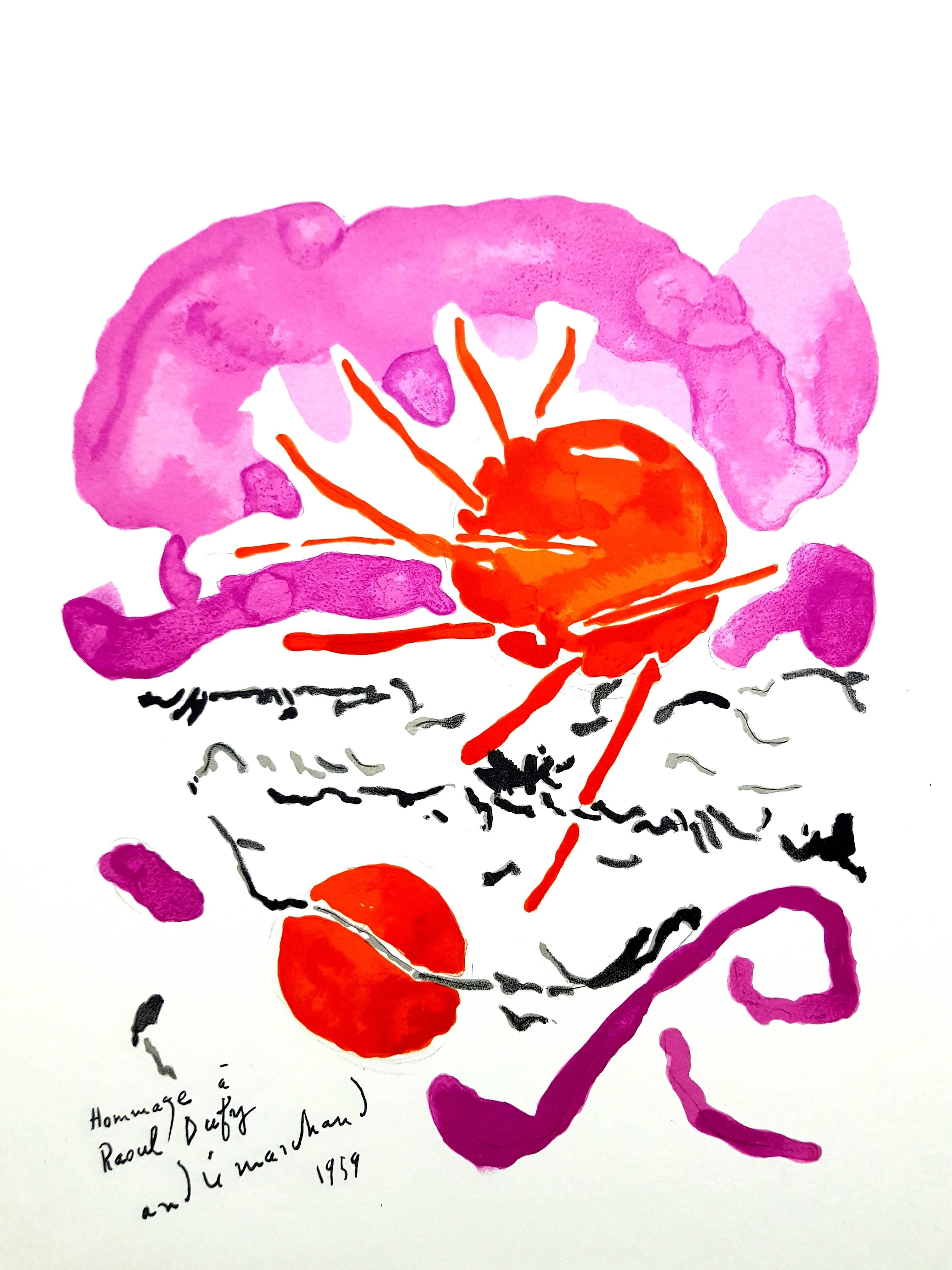 (nach) André Marchand
Lithographie nach einem Aquarell, veröffentlicht in dem Buch "Lettre à mon peintre Raoul Dufy". Paris, Librairie Académique Perrin, 1965.
Gedruckte Unterschrift
Abmessungen: 30 x 24 cm
Zustand: Ausgezeichnet

André