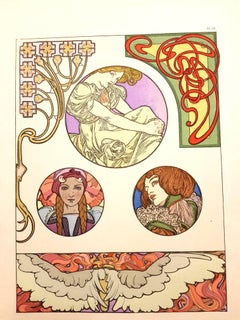 Antique Alfons Mucha - Original Lithograph - Femmes Art Nouveau