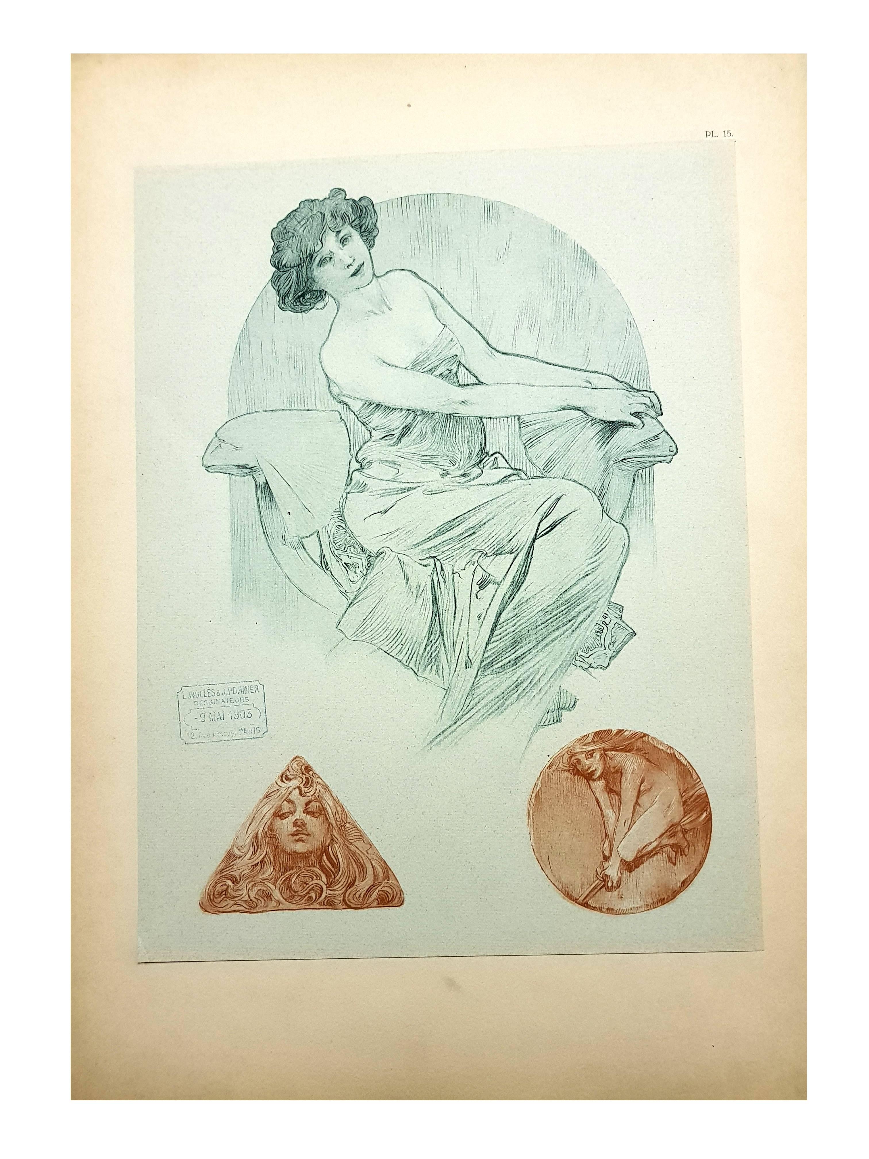 Alphonse Mucha Nude Print - Alfons Mucha - Original Lithograph - Women