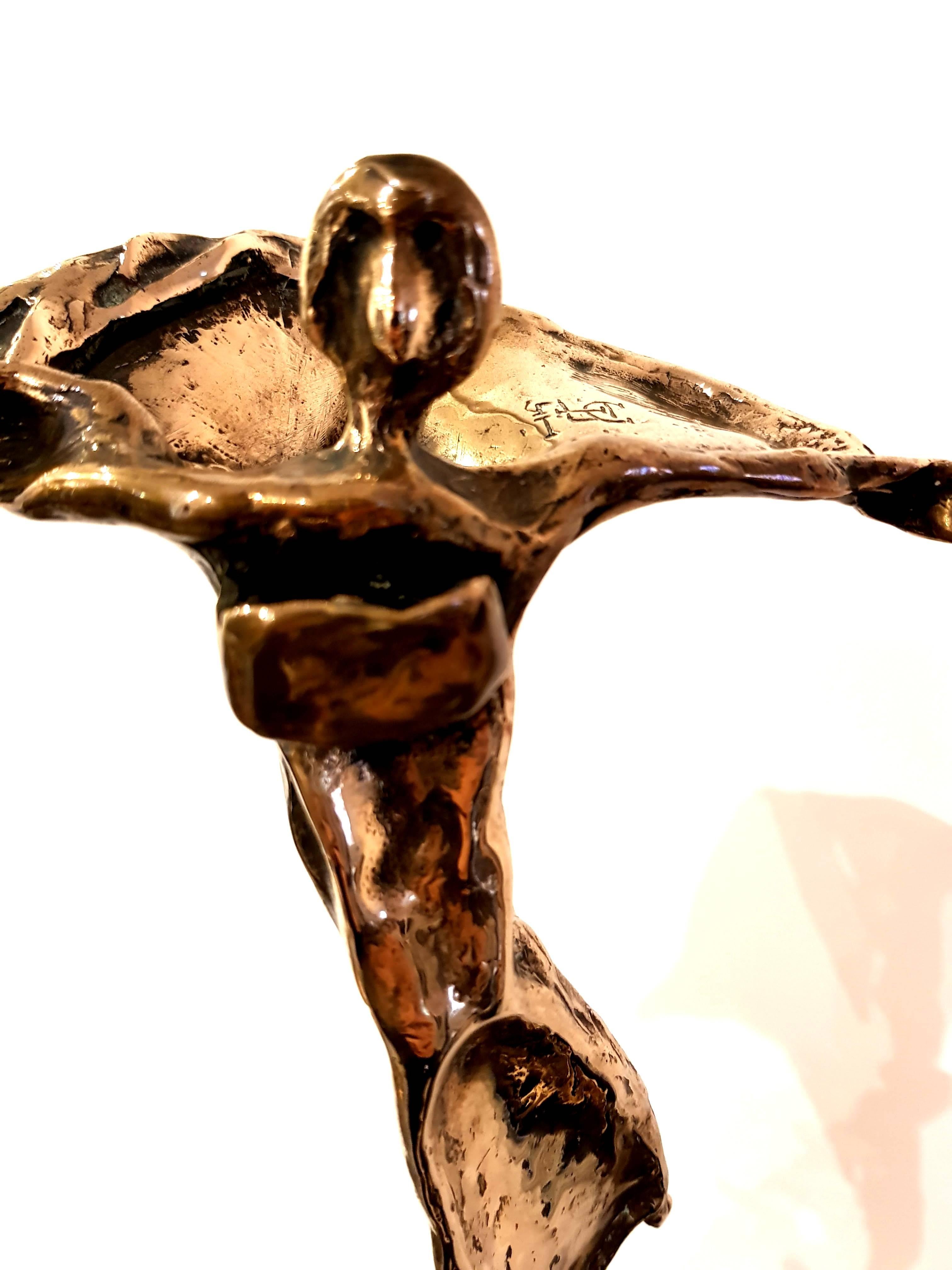 Salvador Dali - Flying - Original Bronze Sculpture - Gold Still-Life Sculpture by Salvador Dalí
