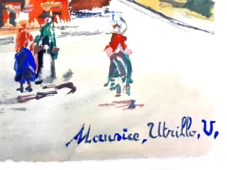 Inspired Village of Montmartre - Pochoir - Print by (after) Maurice Utrillo
