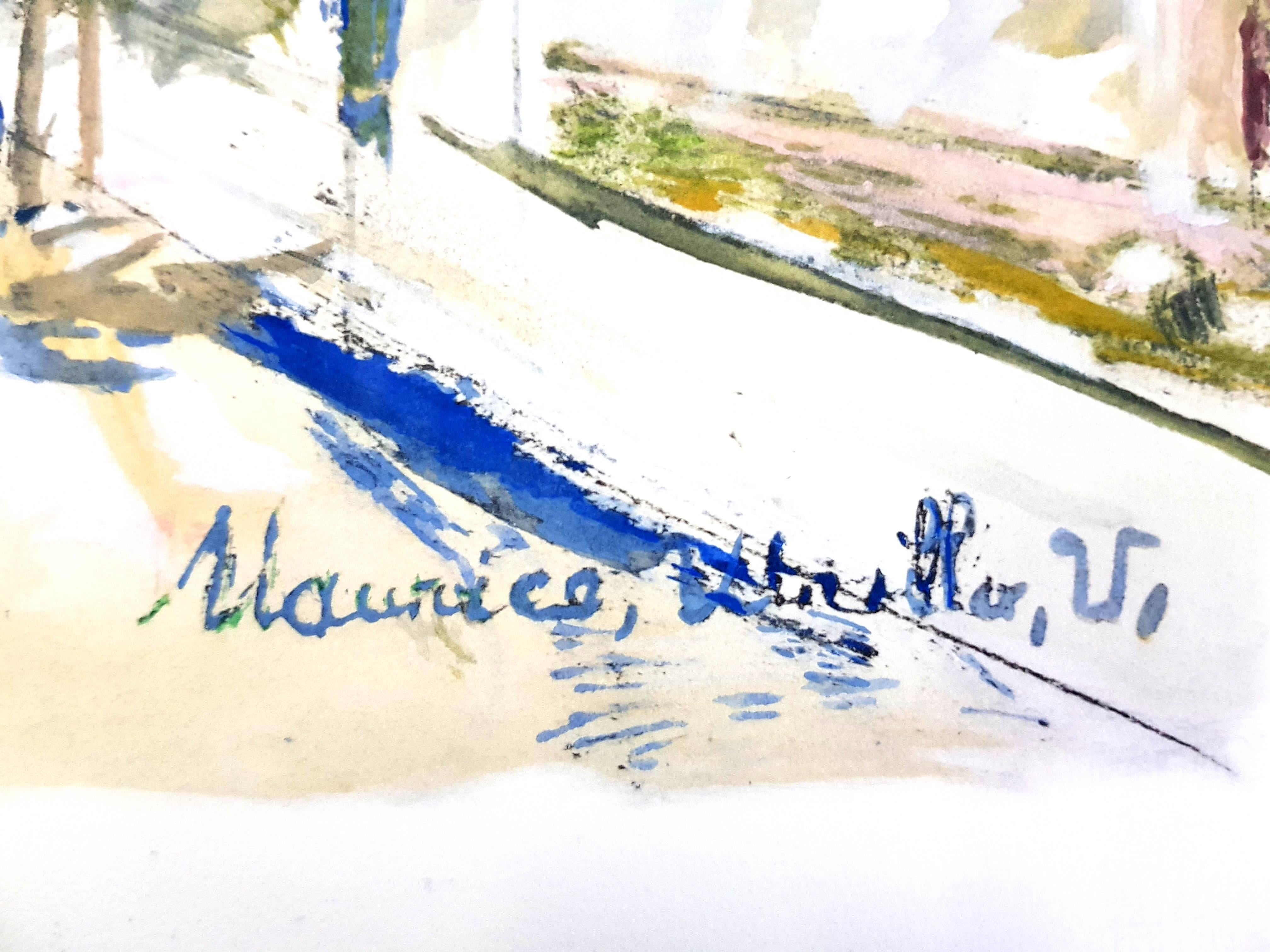 Maurice Utrillo (after) - Inspired Village of Montmartre - Pochoir For Sale 1