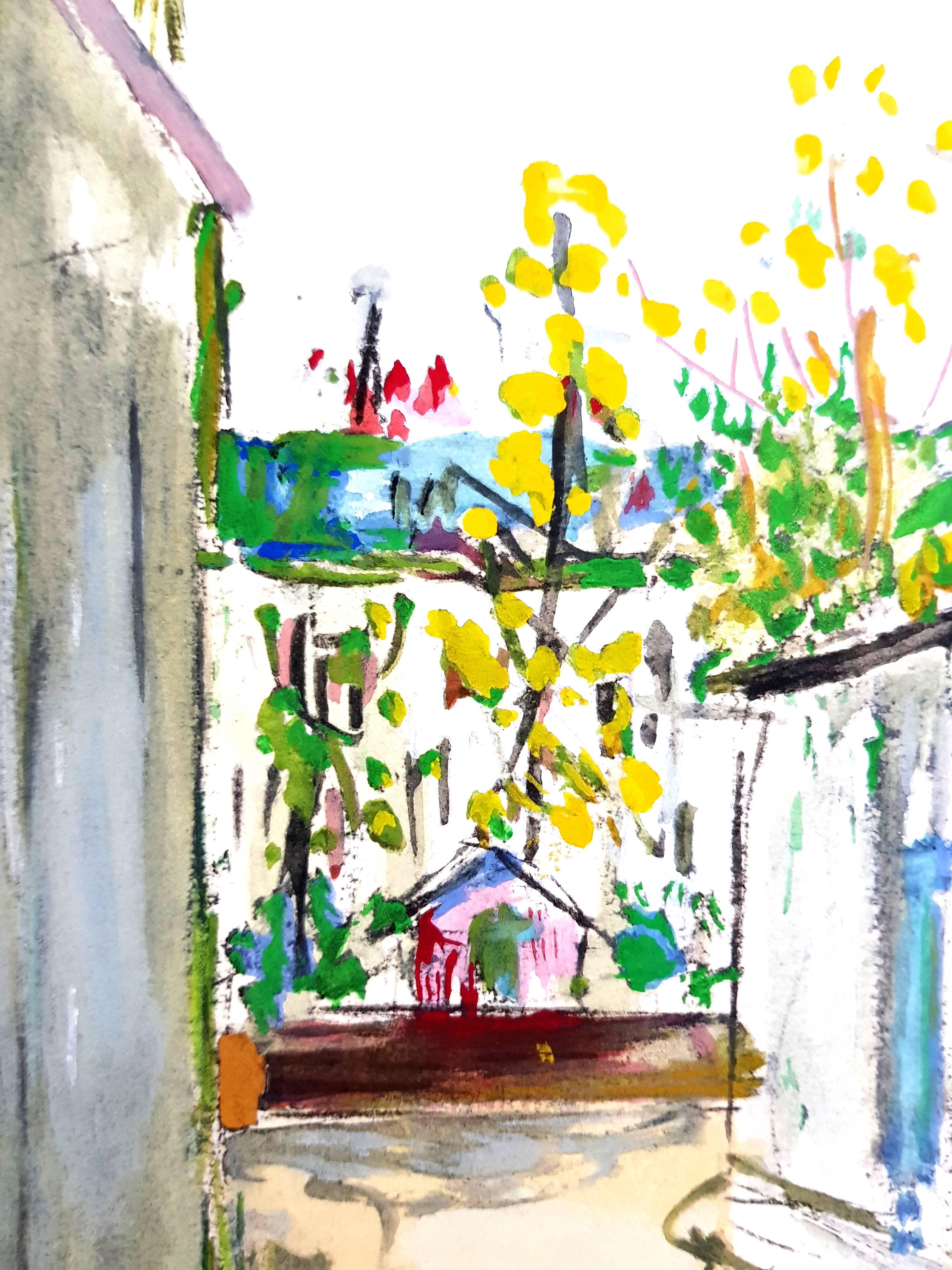 Maurice Utrillo (after) - Inspired Village of Montmartre - Pochoir For Sale 4
