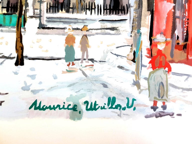 Inspired Village of Montmartre - Pochoir - Print by (after) Maurice Utrillo